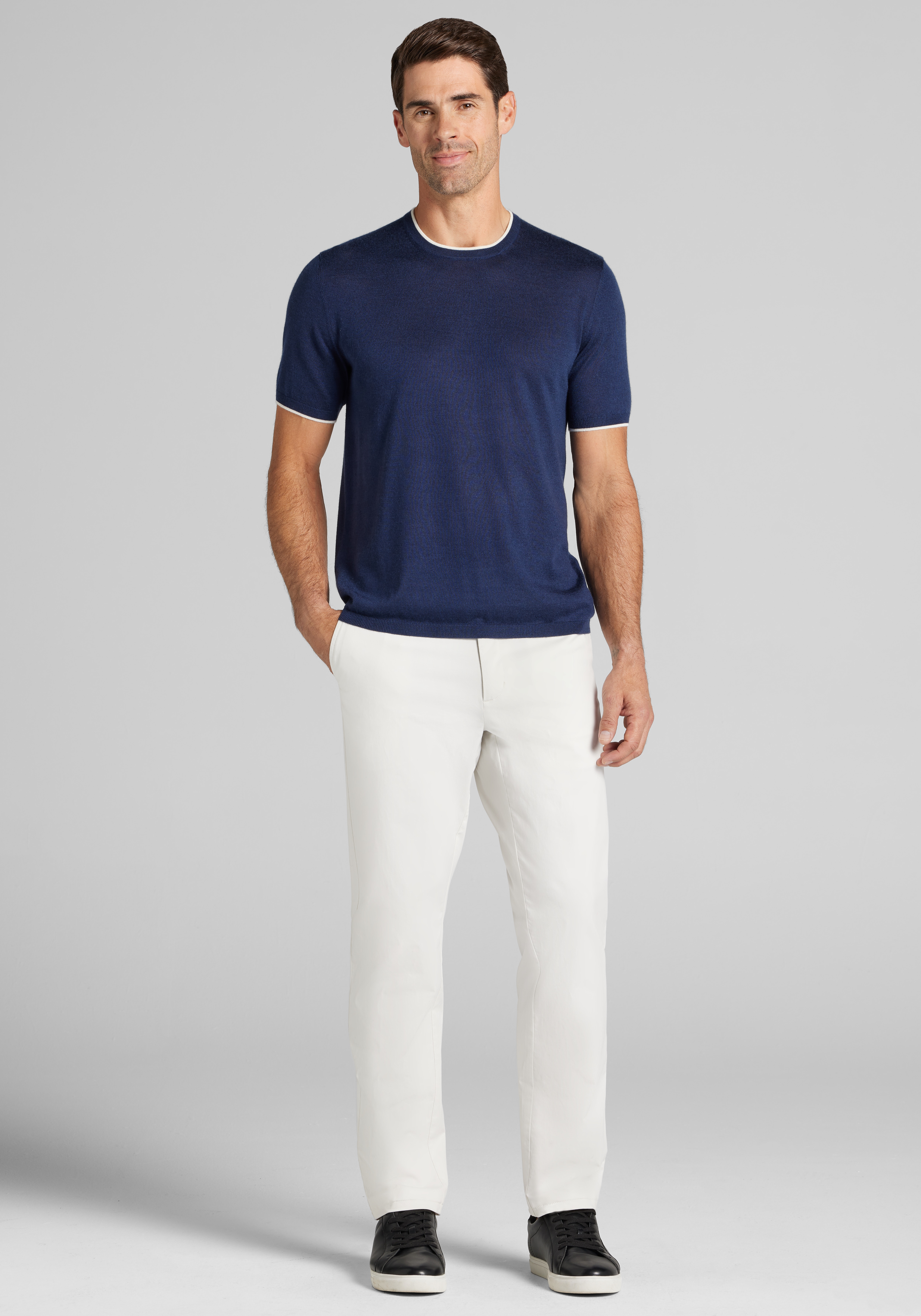 Reserve Collection Tailored Fit Tipped Crew Neck Sweater