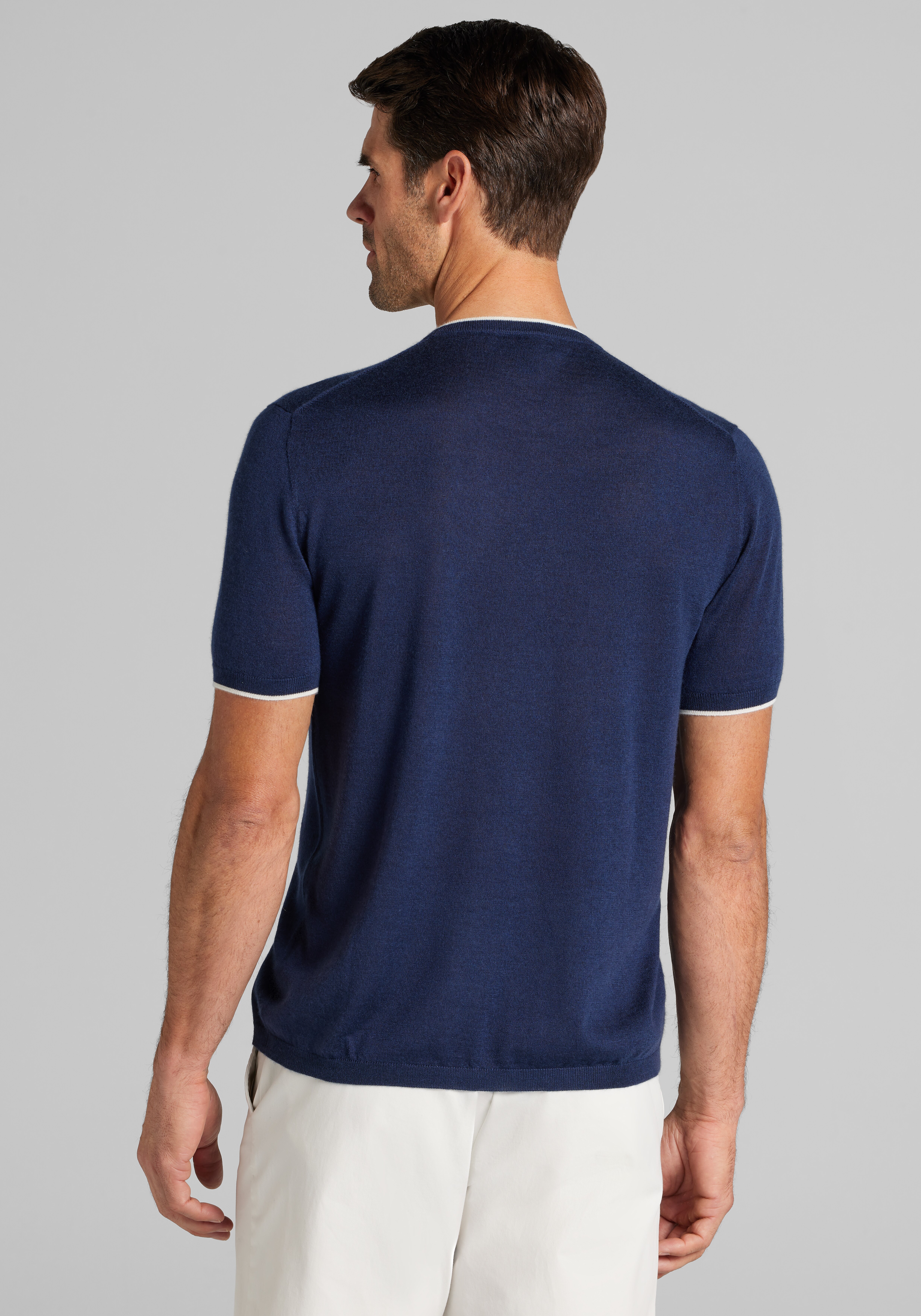 Reserve Collection Tailored Fit Tipped Crew Neck Sweater