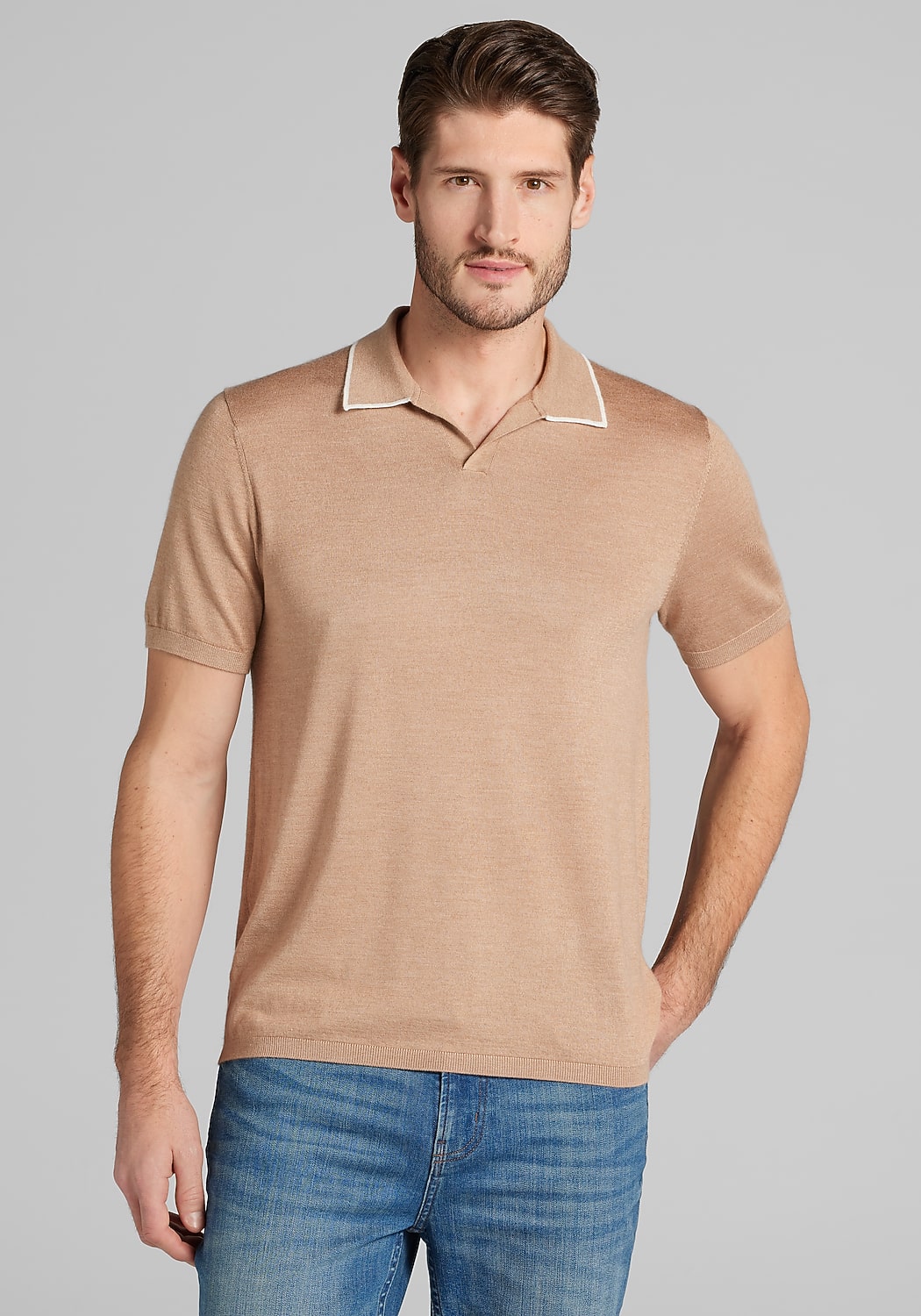 Reserve Collection Tailored Fit Tipped Johnny Polo Sweater