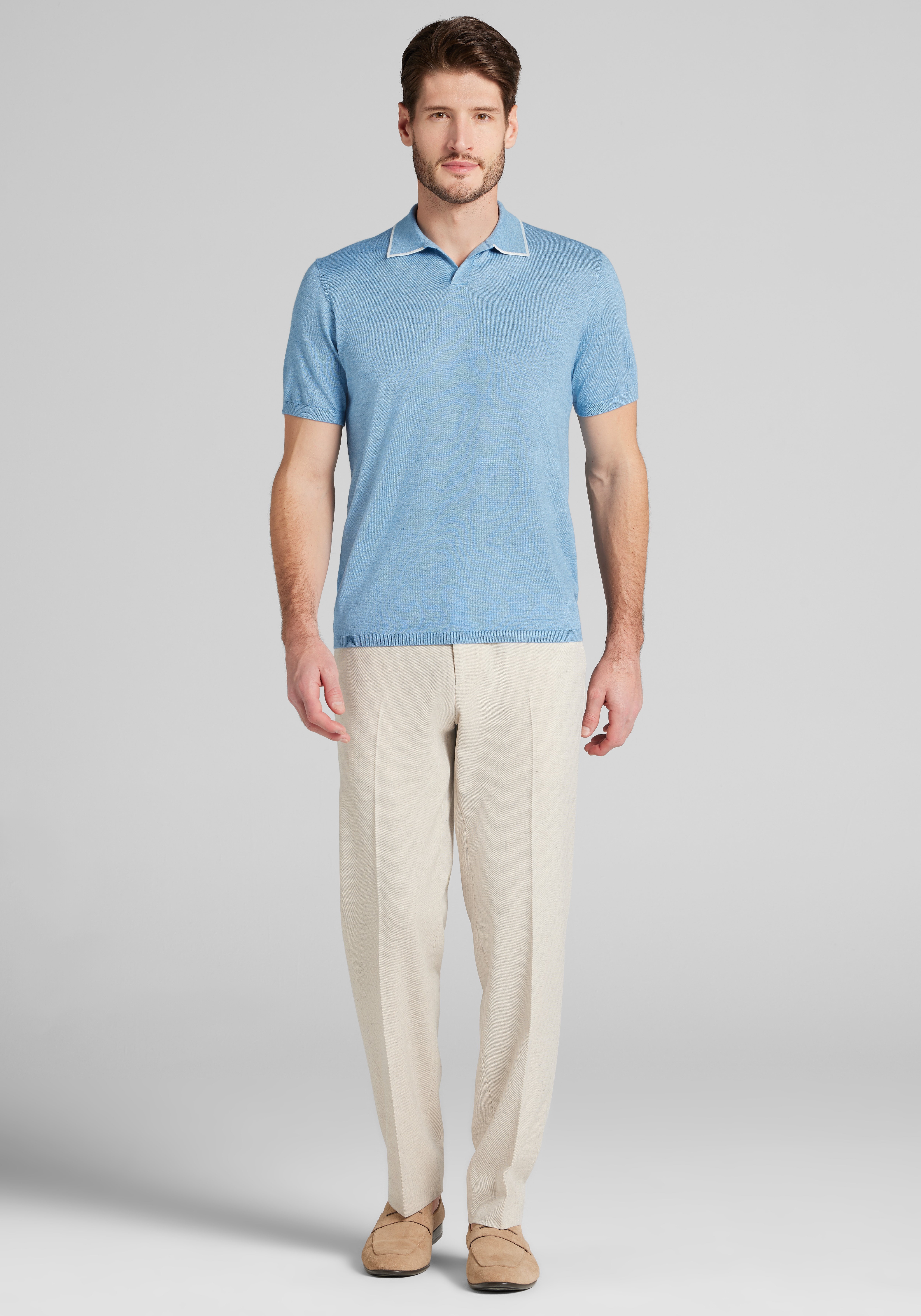 Reserve Collection Tailored Fit Tipped Johnny Polo Sweater