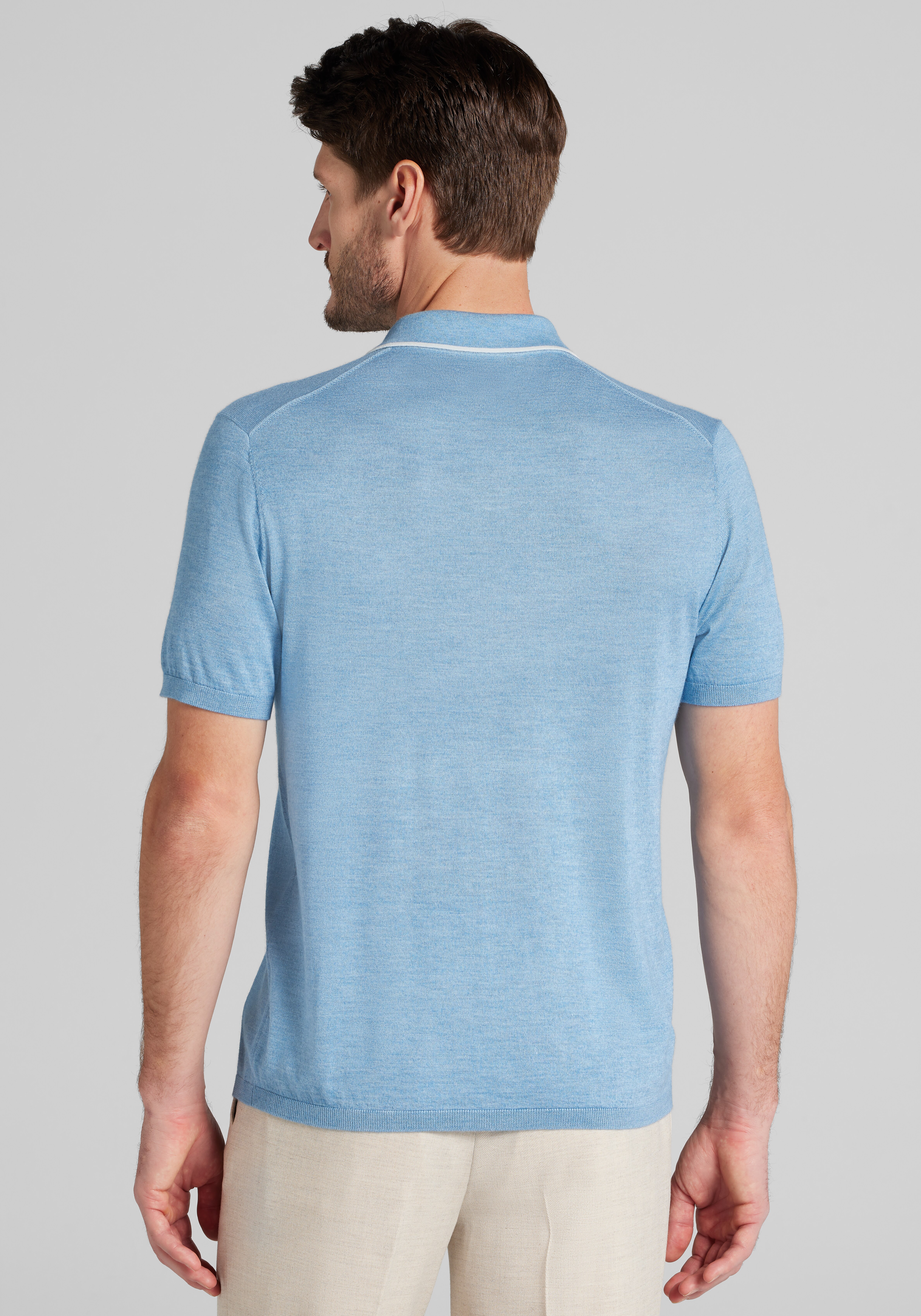 Reserve Collection Tailored Fit Tipped Johnny Polo Sweater