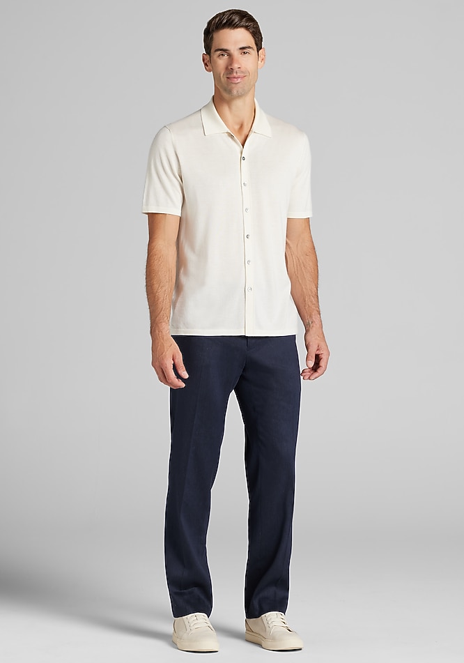 Reserve Collection Silk-Cashmere Cardigan Front Shirt Sweater