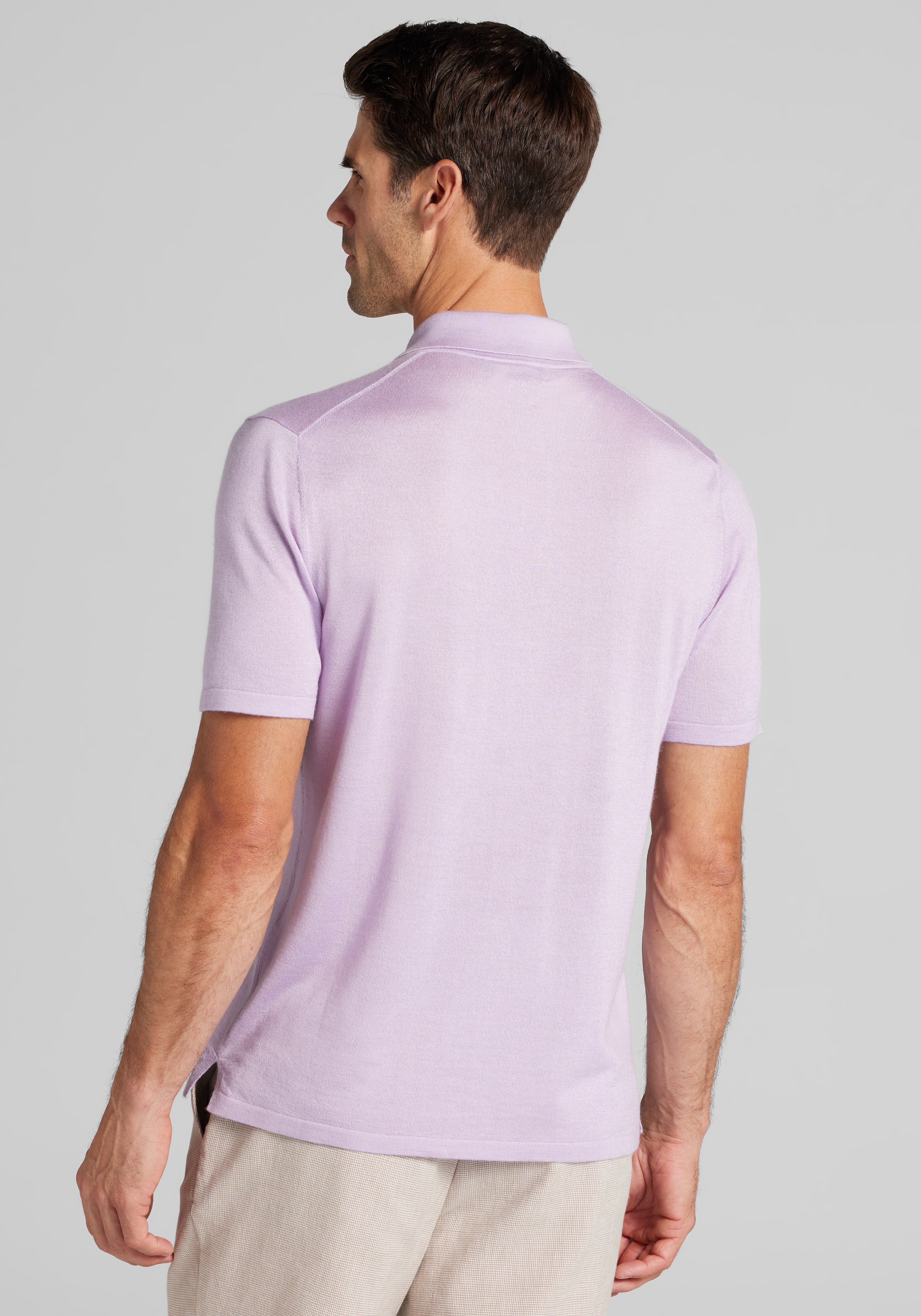 Reserve Collection Tailored Fit Silk-Cashmere Short Sleeve Cardigan Sweater