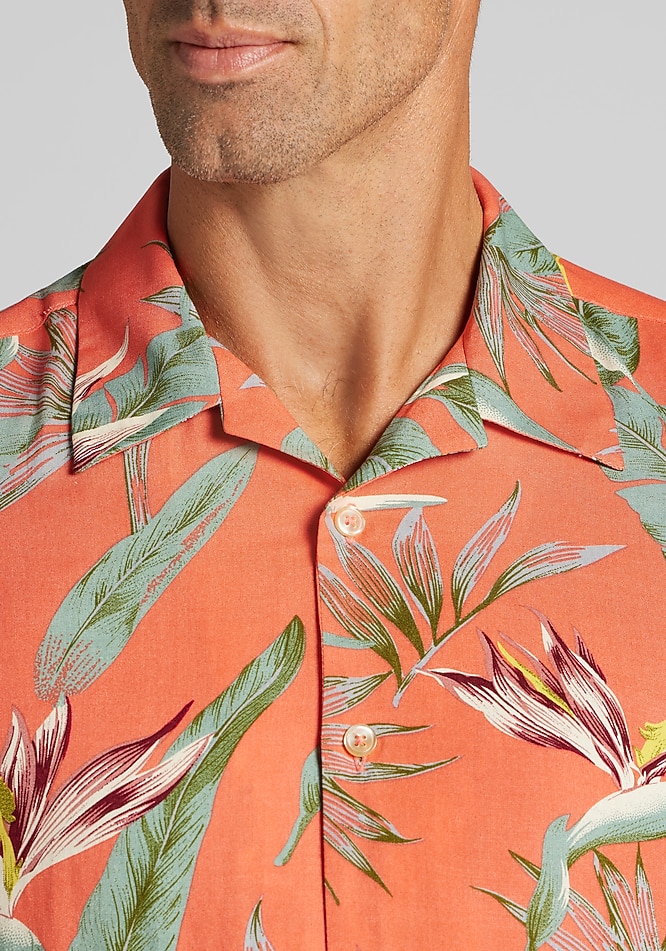big and tall floral dress shirts SOCIETY OF THREADS Men's Big & Tall Floral Printed Woven Shirt, Navy Blue, 3XLT