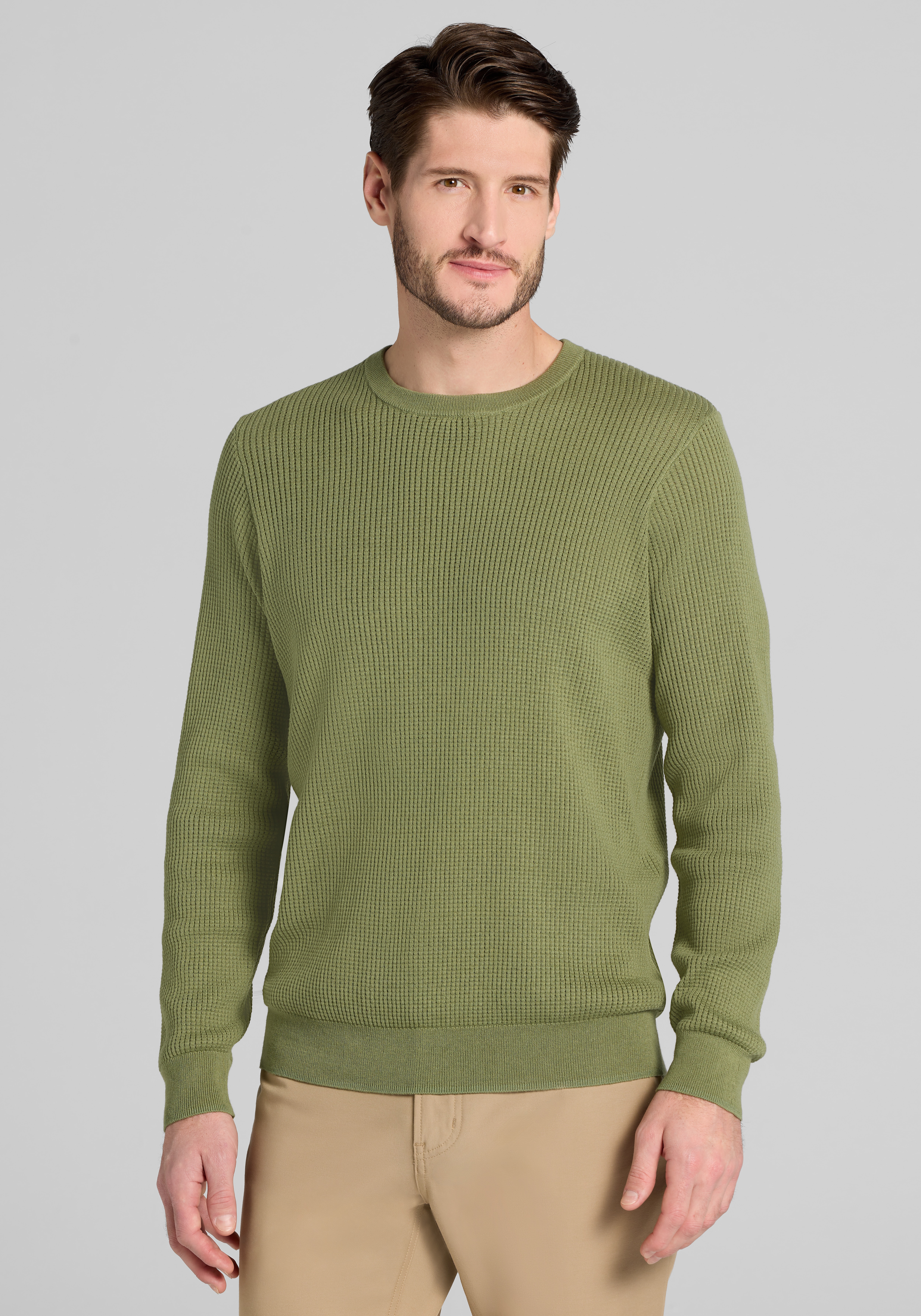 Men's Sweaters, 1905 Collection Tailored Fit Lightweight Thermal Crew Sweater - Big & Tall - Jos A Bank