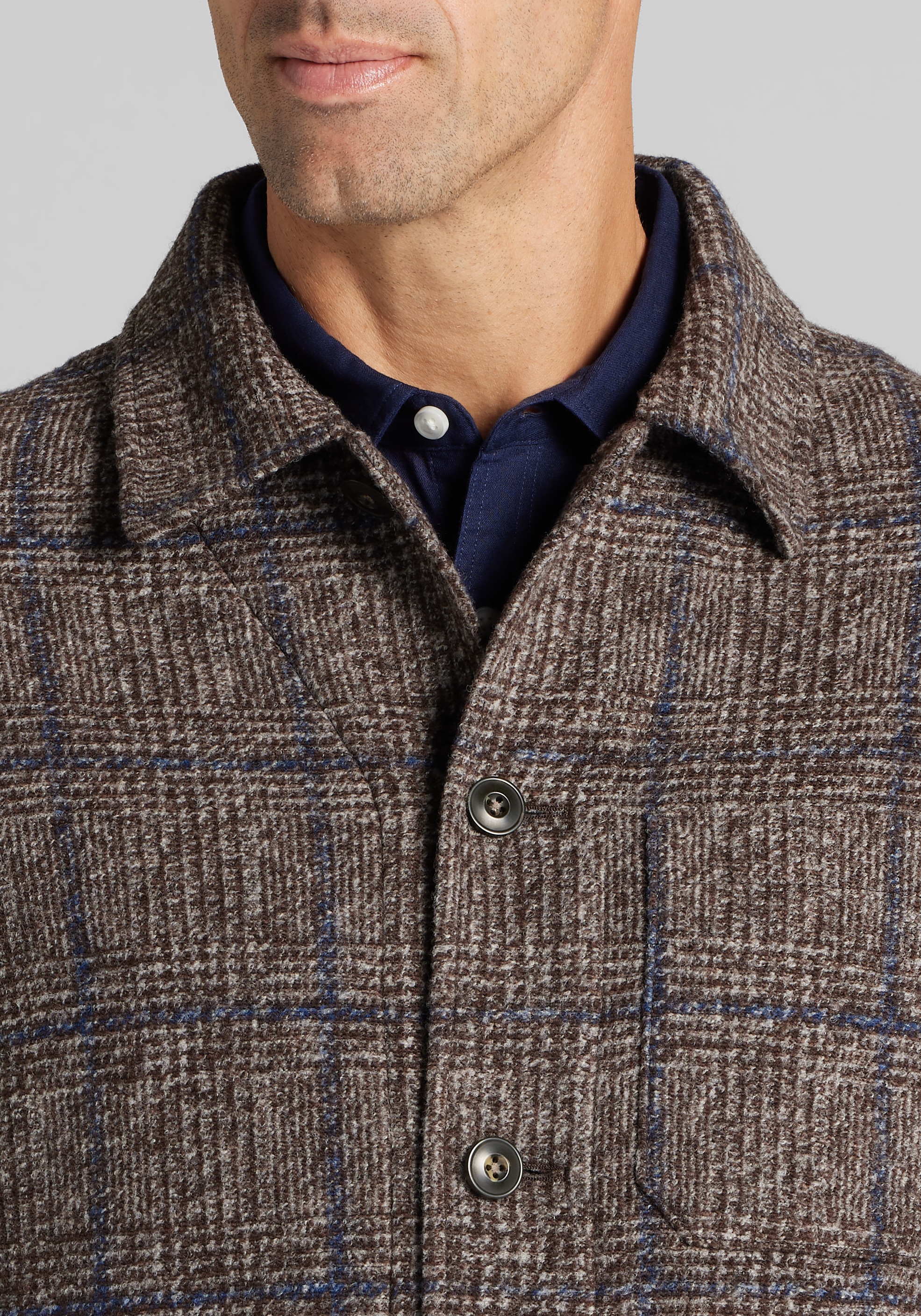 Jos. A. Bank Tailored Fit Hybrid Glen Plaid Chore Jacket