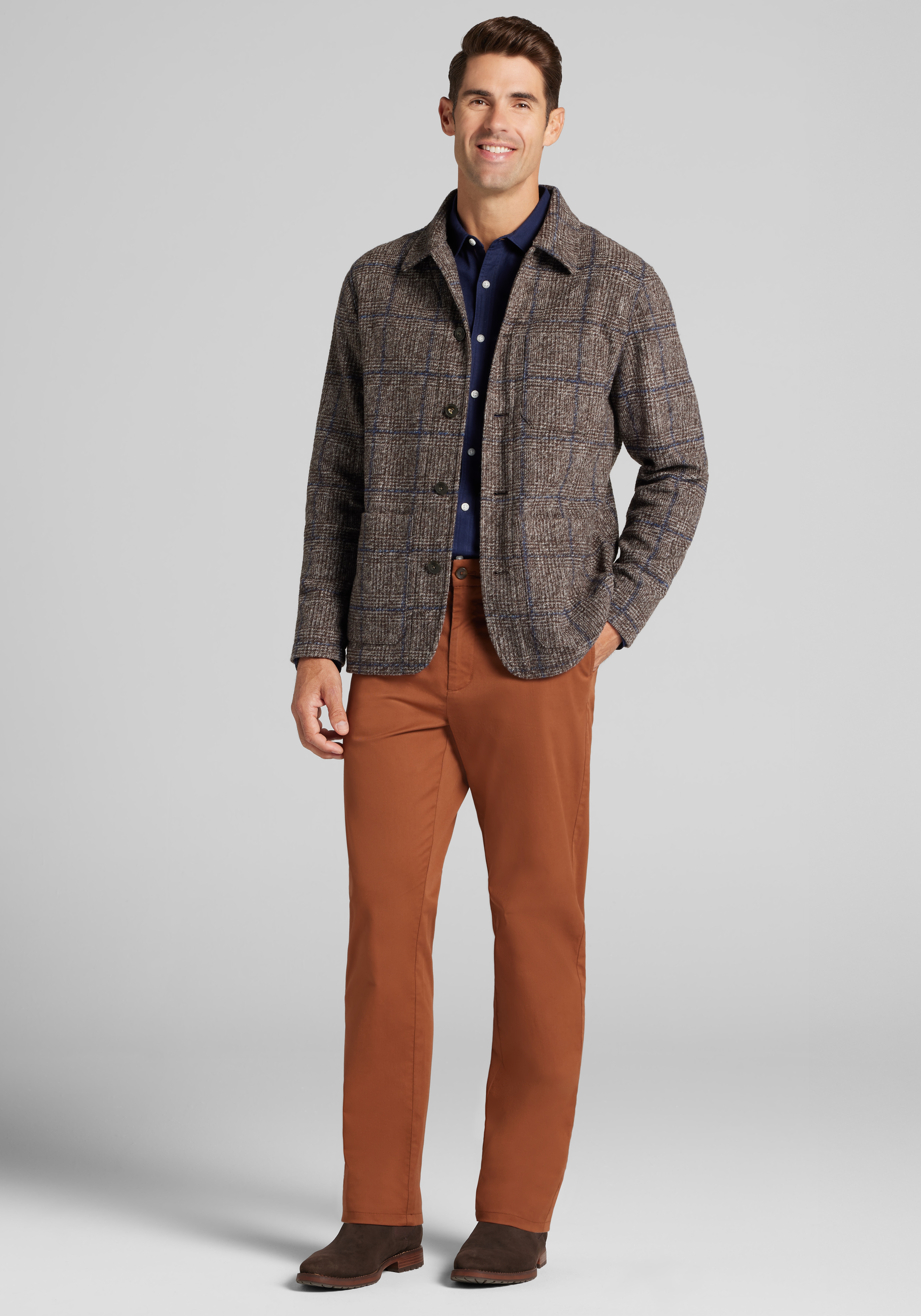 Jos. A. Bank Tailored Fit Hybrid Glen Plaid Chore Jacket