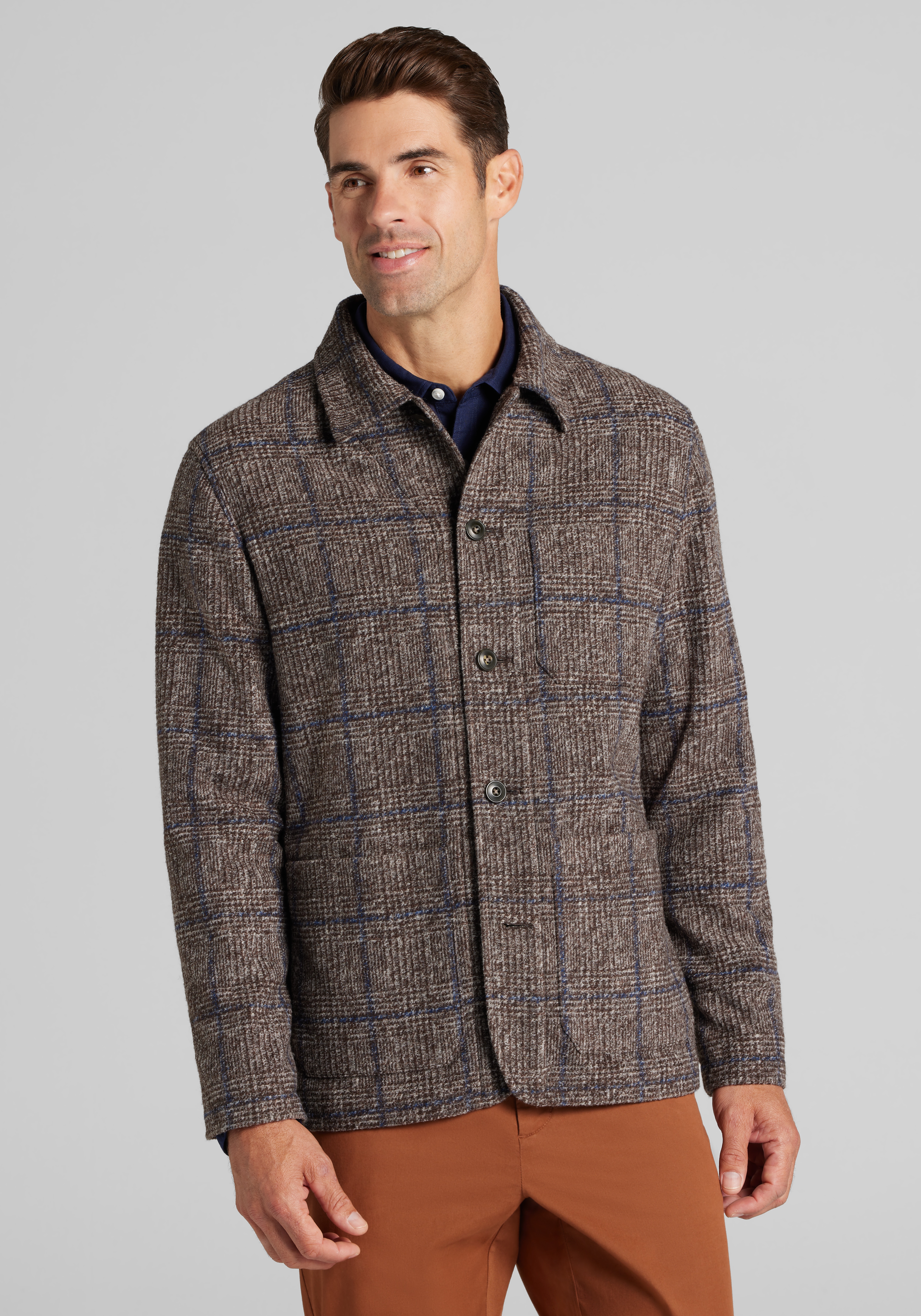Men's Outerwear, Jos. A. Bank Tailored Fit Hybrid Glen Plaid Chore Jacket - Jos A Bank