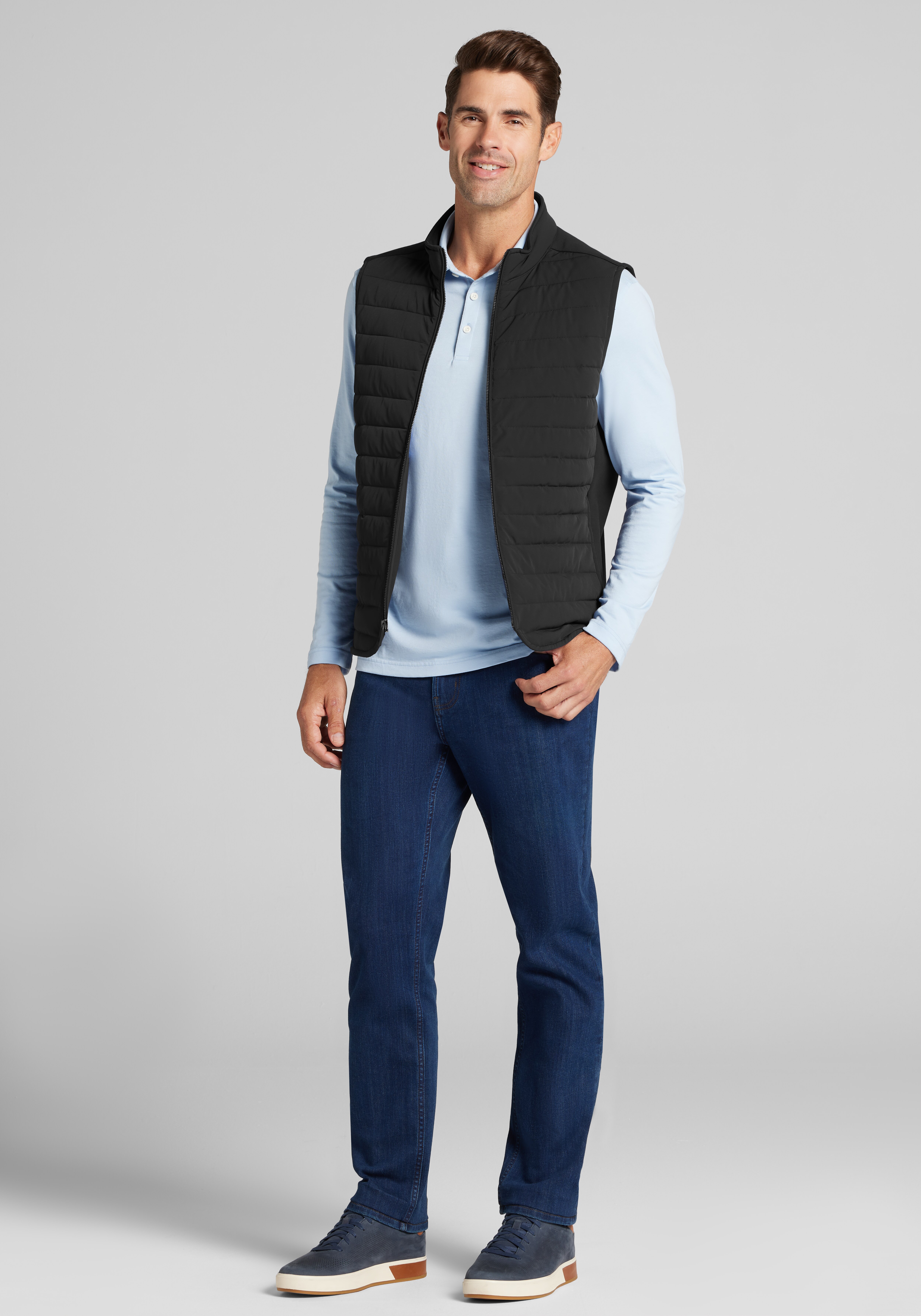 Traveler® Collection Tailored Fit Quilted Mixed Media Vest