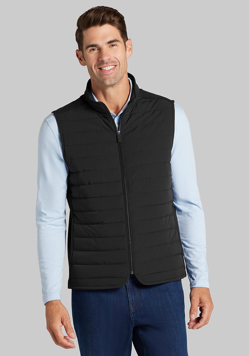 Traveler® Collection Tailored Fit Quilted Mixed Media Vest