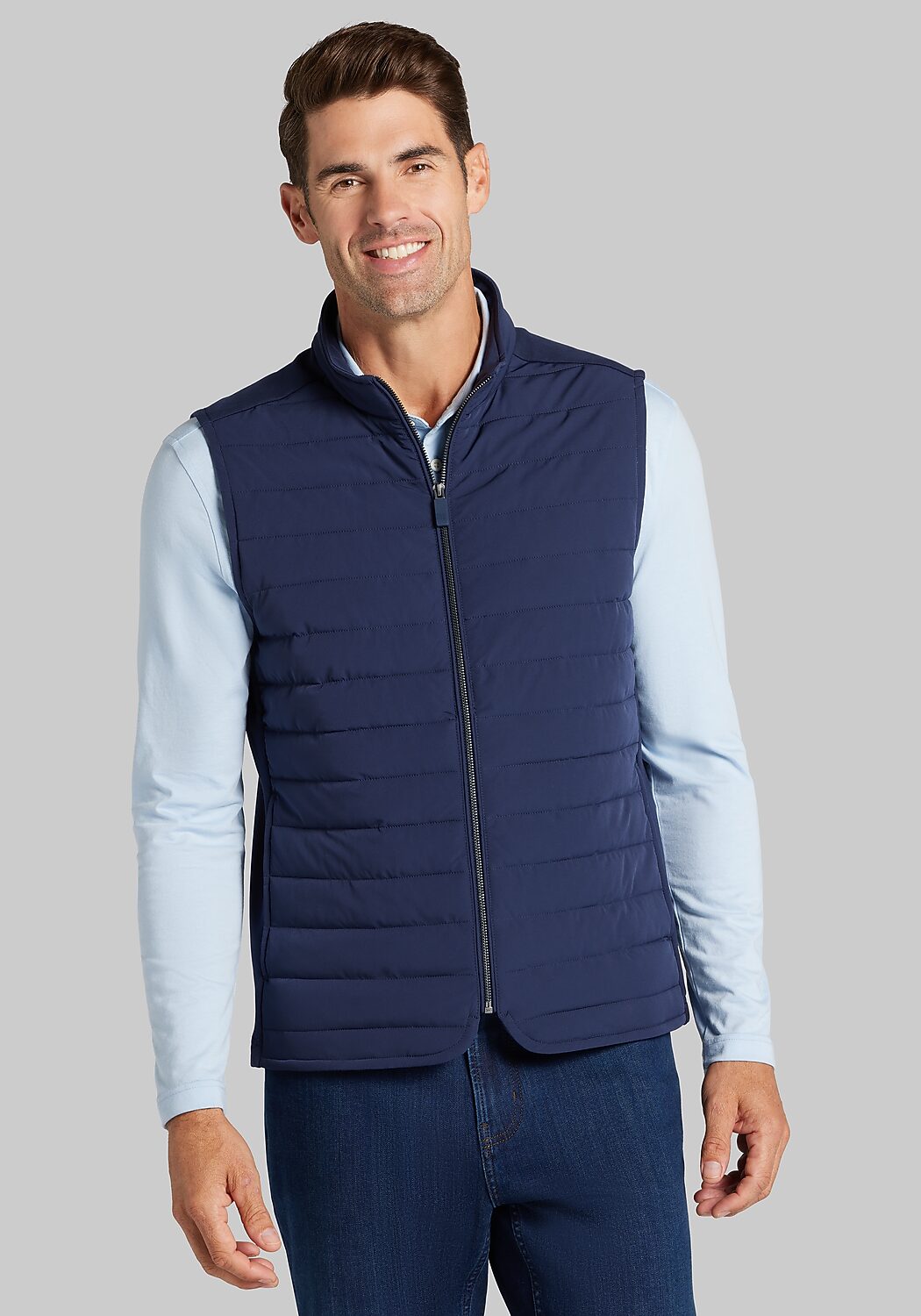 Traveler® Collection Tailored Fit Quilted Mixed Media Vest - Big & Tall