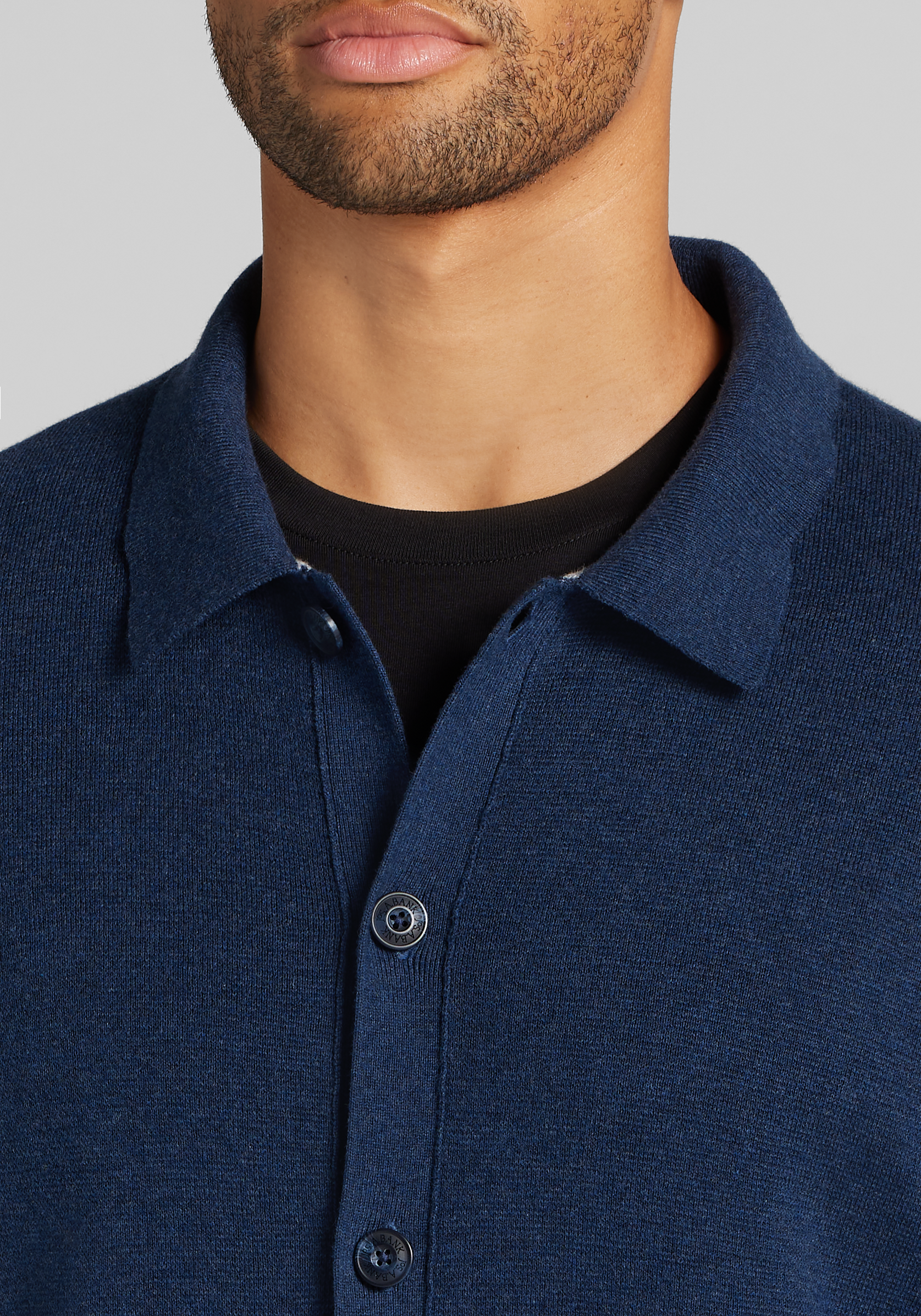 Jos. A. Bank Tailored Fit Pima Cotton Shirt Front Sweater