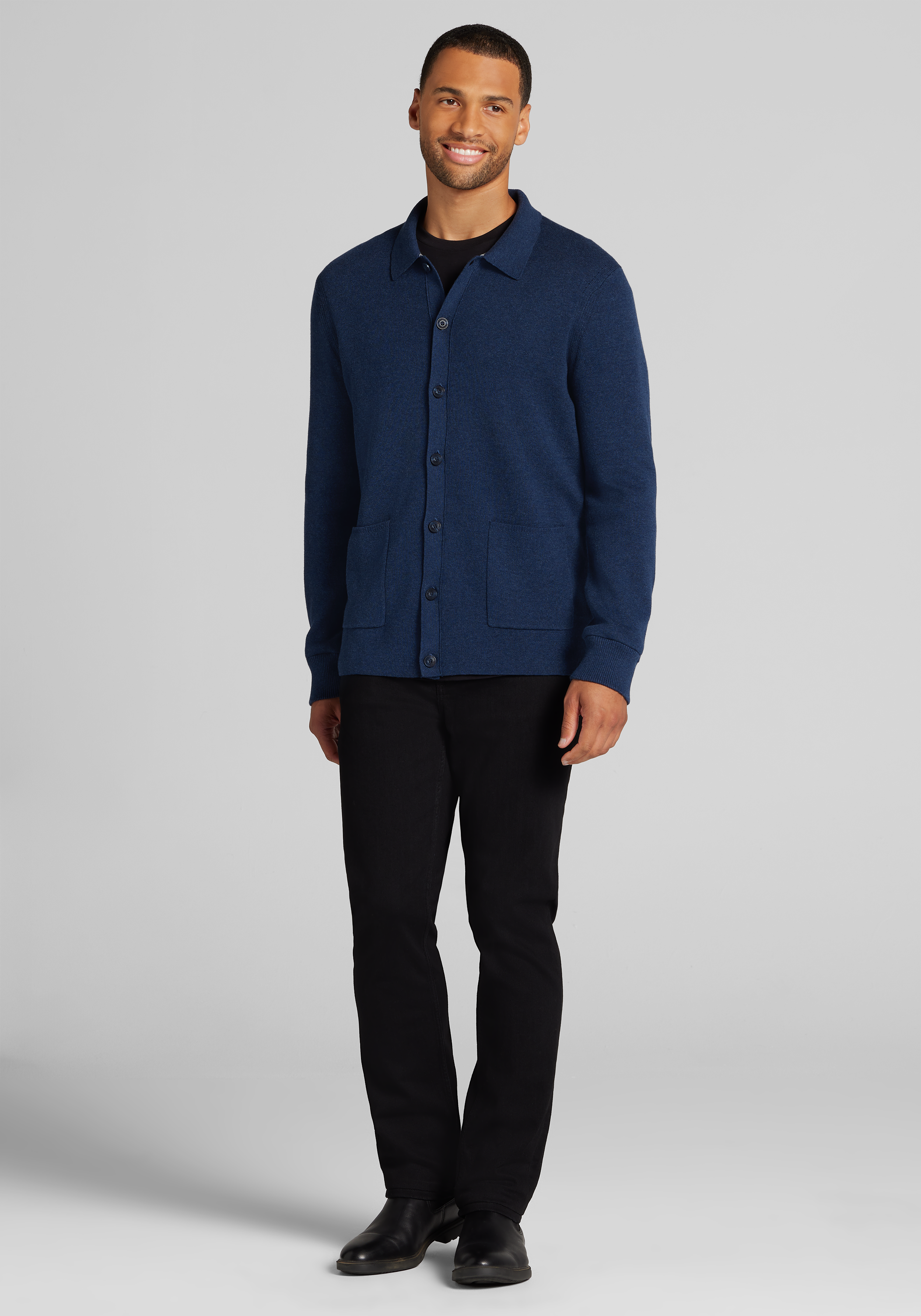 Jos. A. Bank Tailored Fit Pima Cotton Shirt Front Sweater