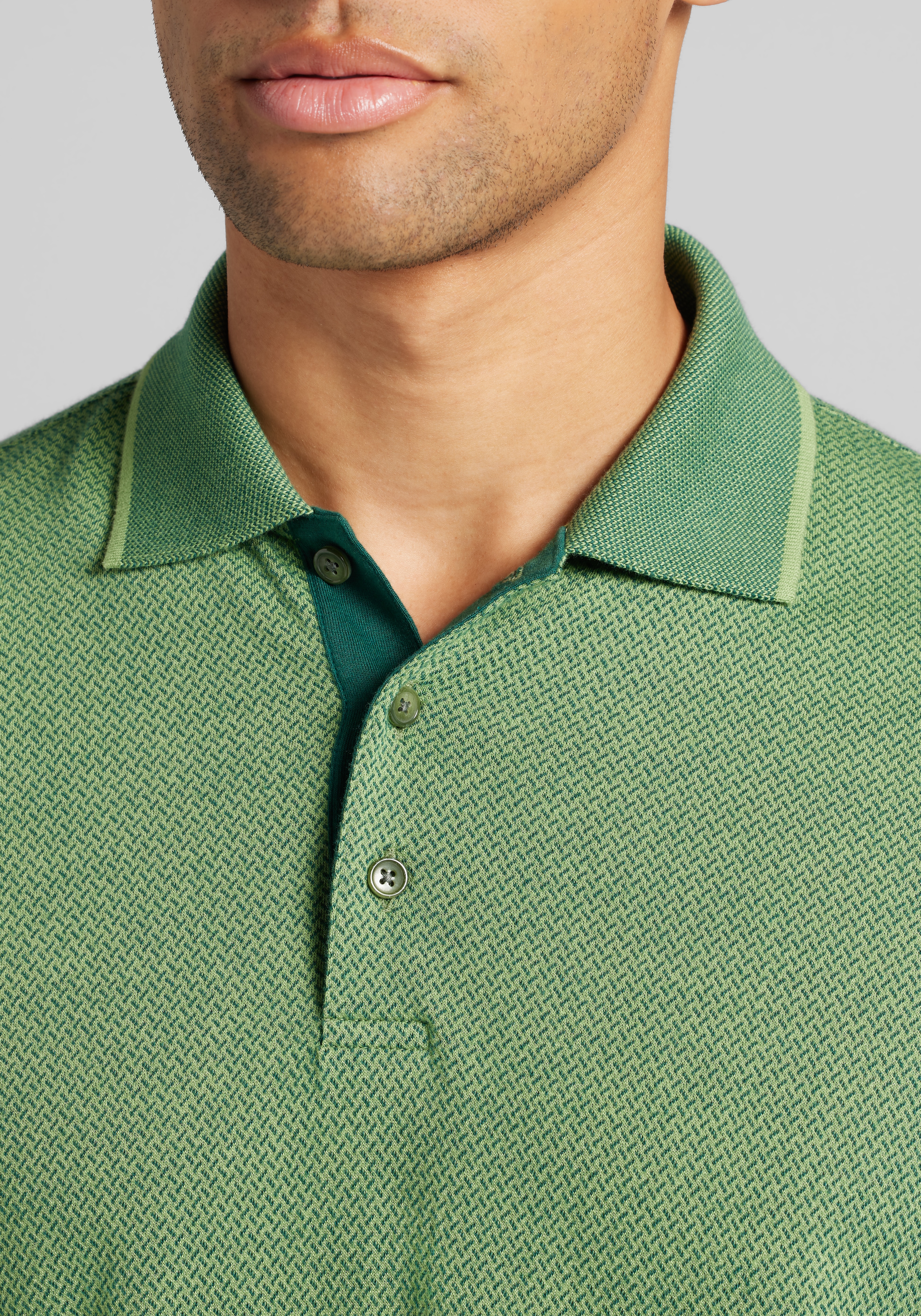 Jos. A. Bank Tailored Fit Jacquard Short Sleeve Polo