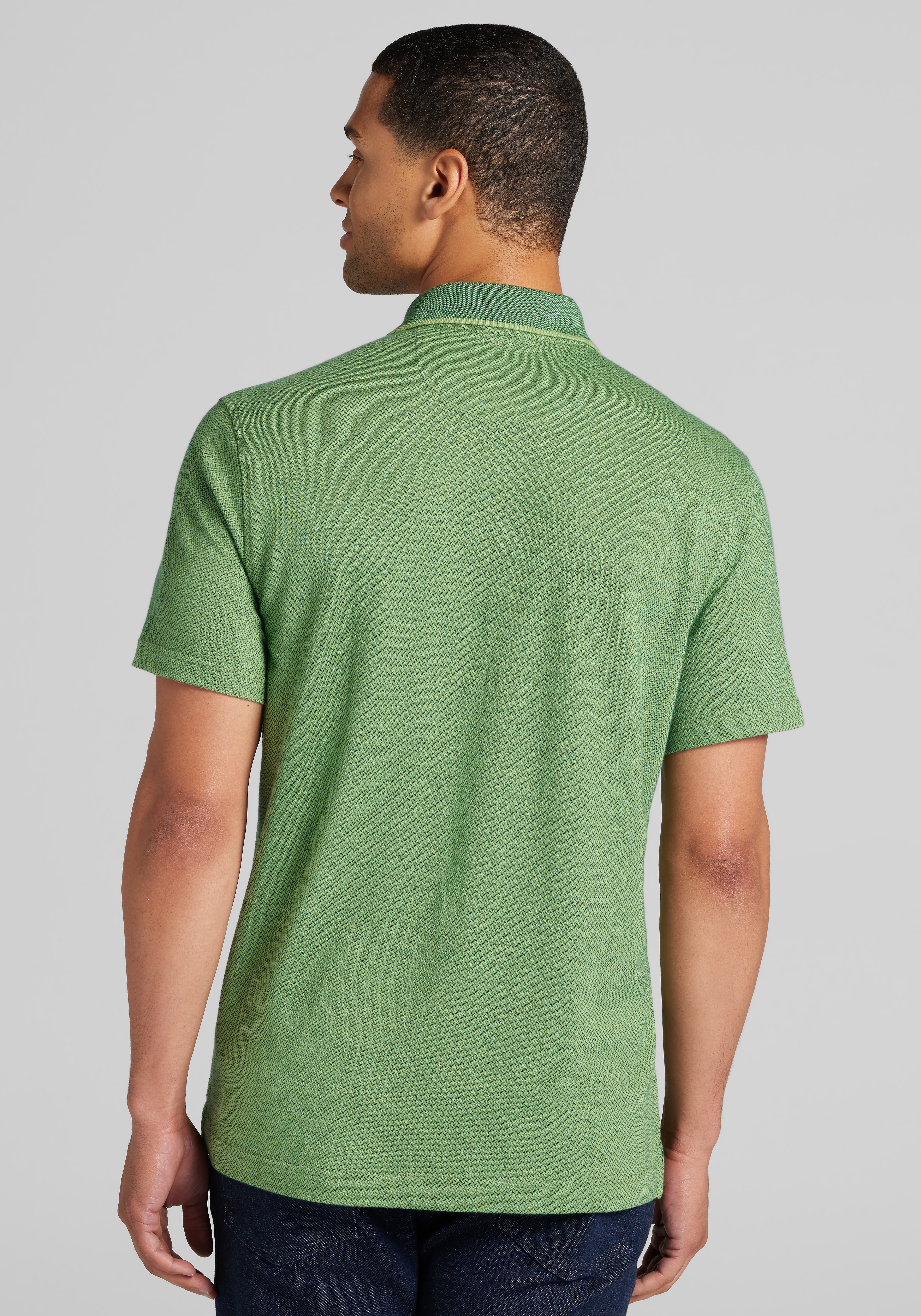Jos. A. Bank Tailored Fit Jacquard Short Sleeve Polo