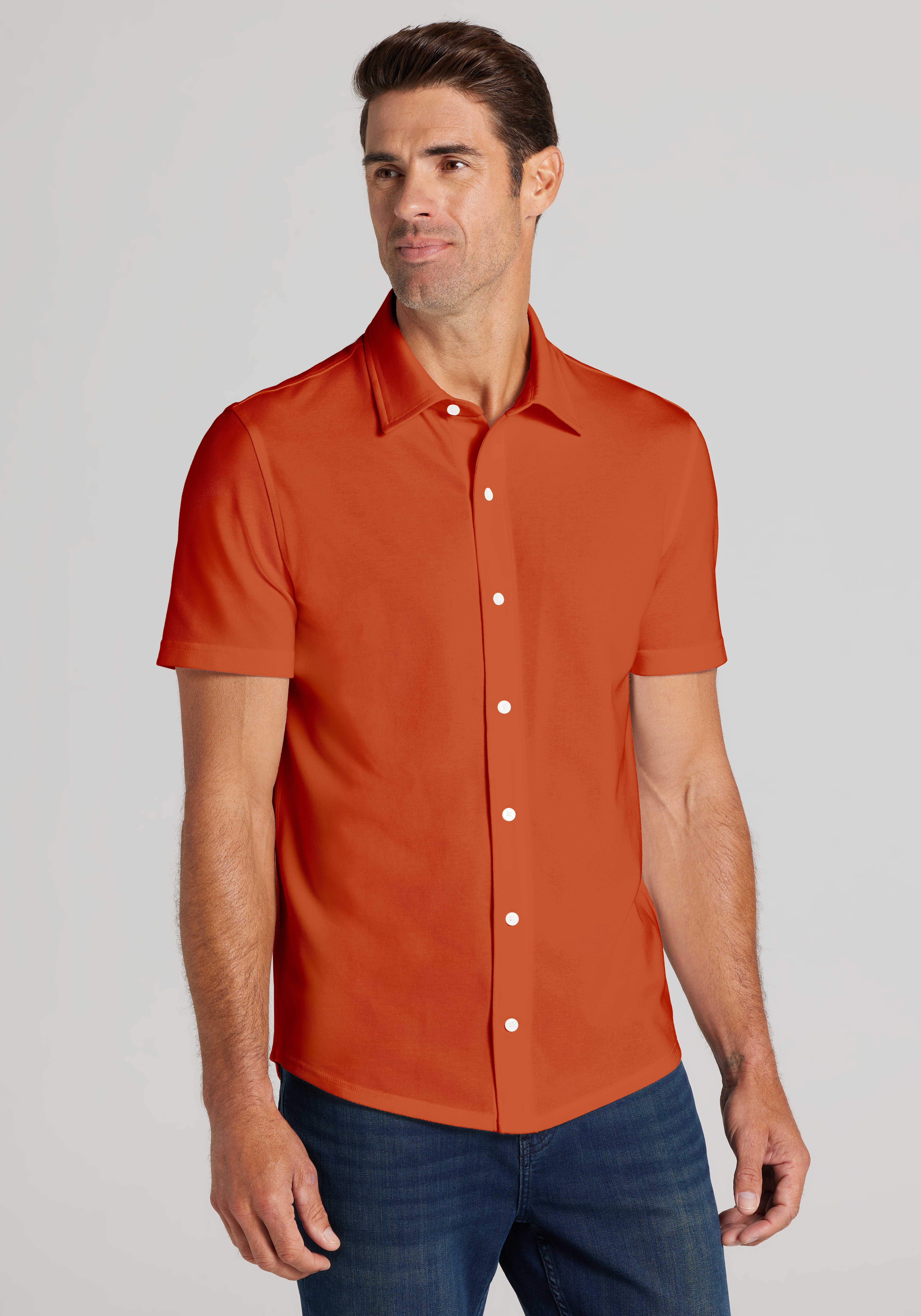 Jos. A. Bank Tailored Fit Pique Short Sleeve Button Up Shirt
