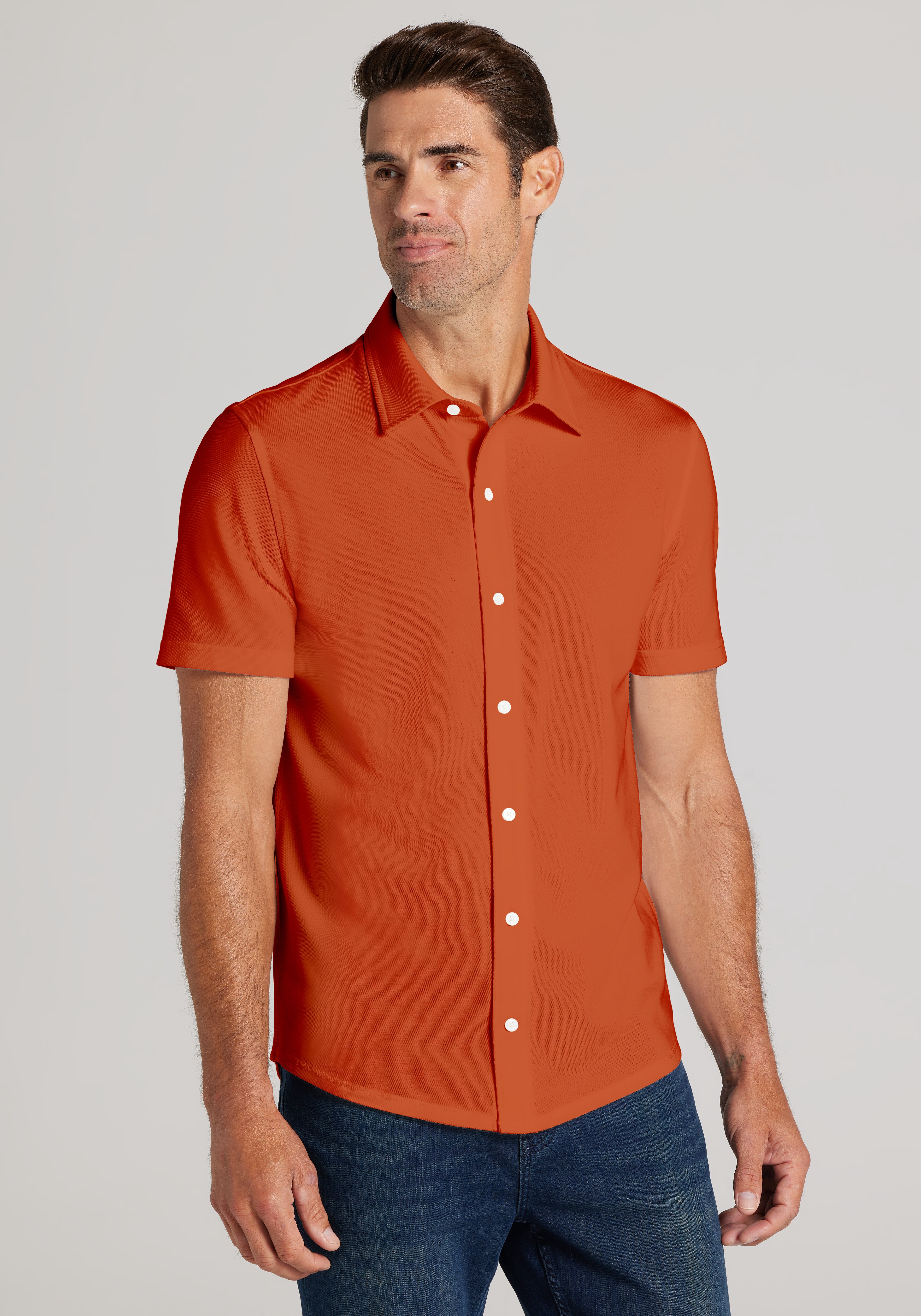 Jos. A. Bank Tailored Fit Pique Short Sleeve Button Up Shirt