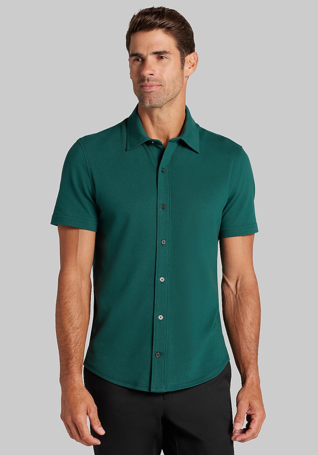 Jos. A. Bank Tailored Fit Pique Short Sleeve Button Up Shirt