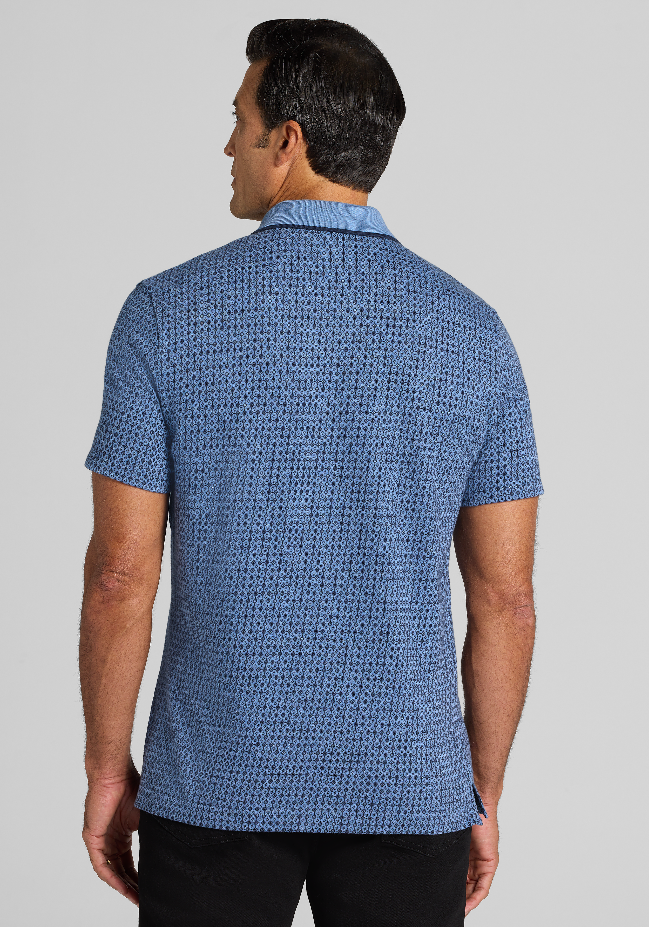 Jos. A. Bank Tailored Fit Medallion Jacquard Tipped Johnny Polo Shirt