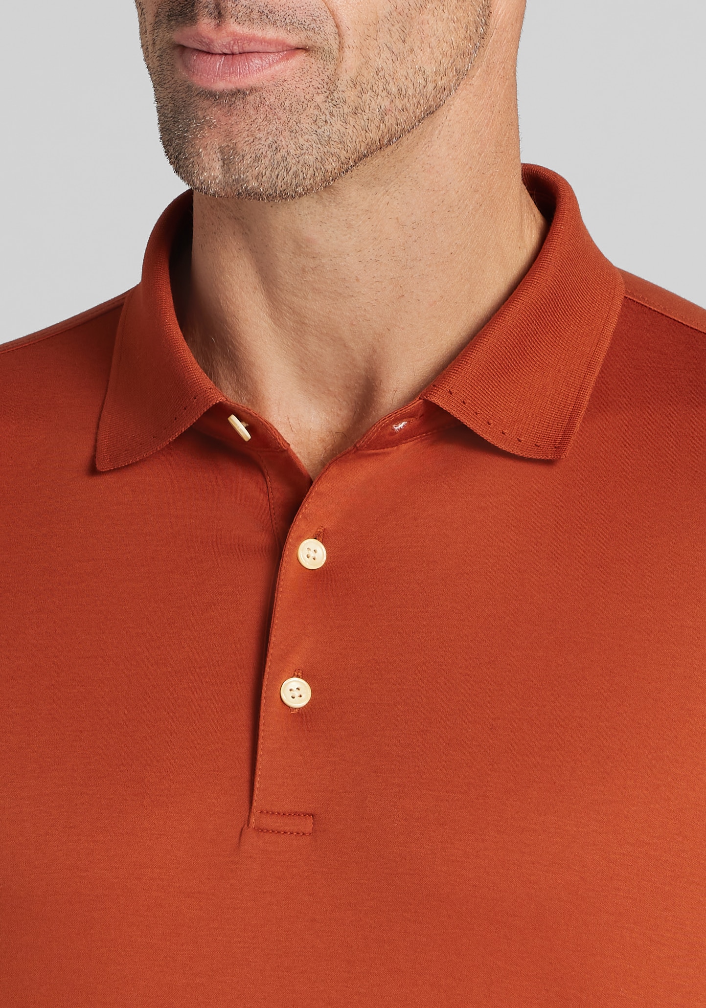 Jos. A. Bank Tailored Fit Interlock Knit Long Sleeve Polo