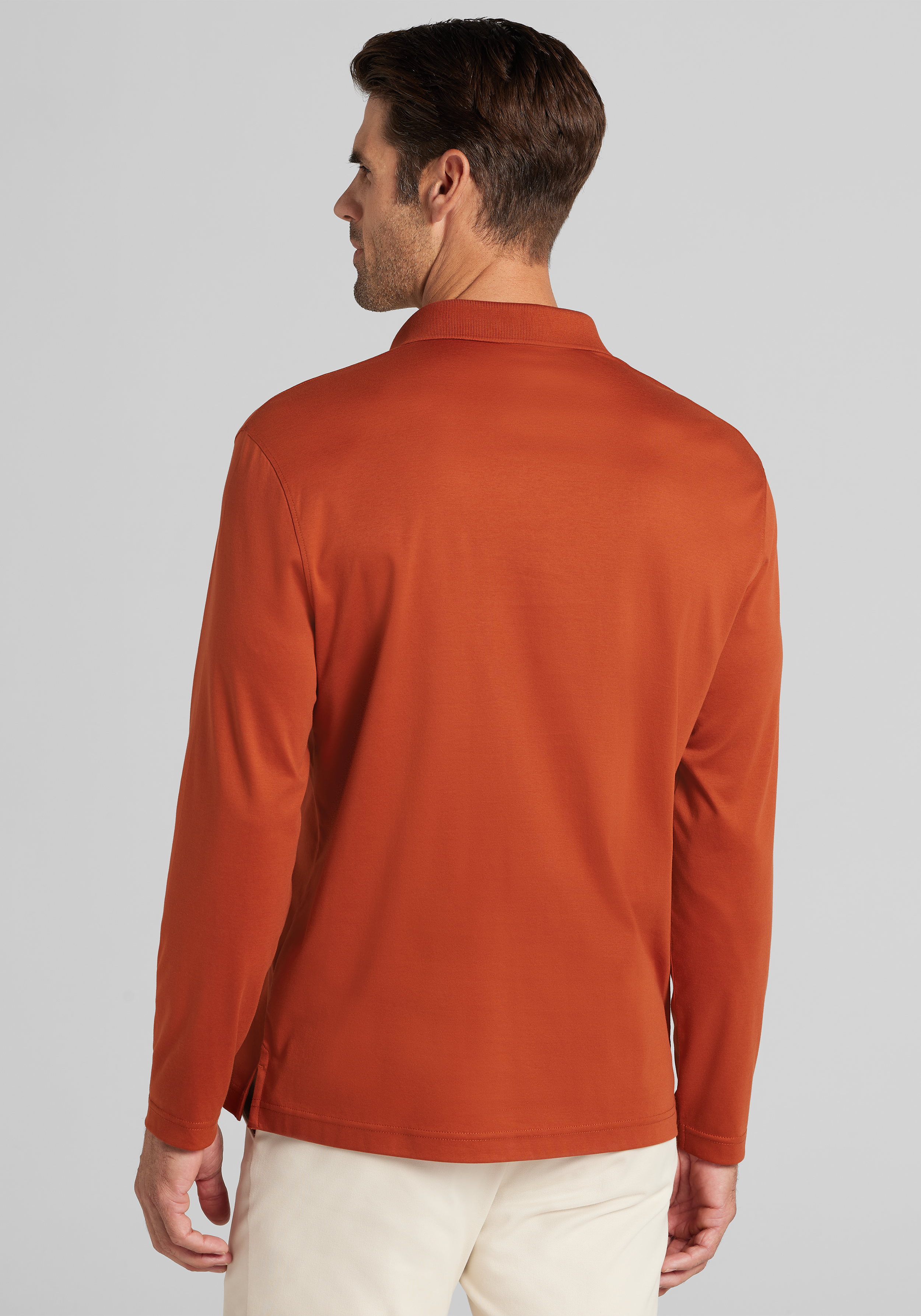 Jos. A. Bank Tailored Fit Interlock Knit Long Sleeve Polo