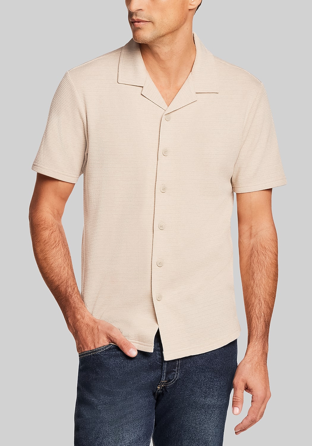 Weatherproof Vintage Traditional Fit Variegated Microstripe Coatfront Knit Sportshirt