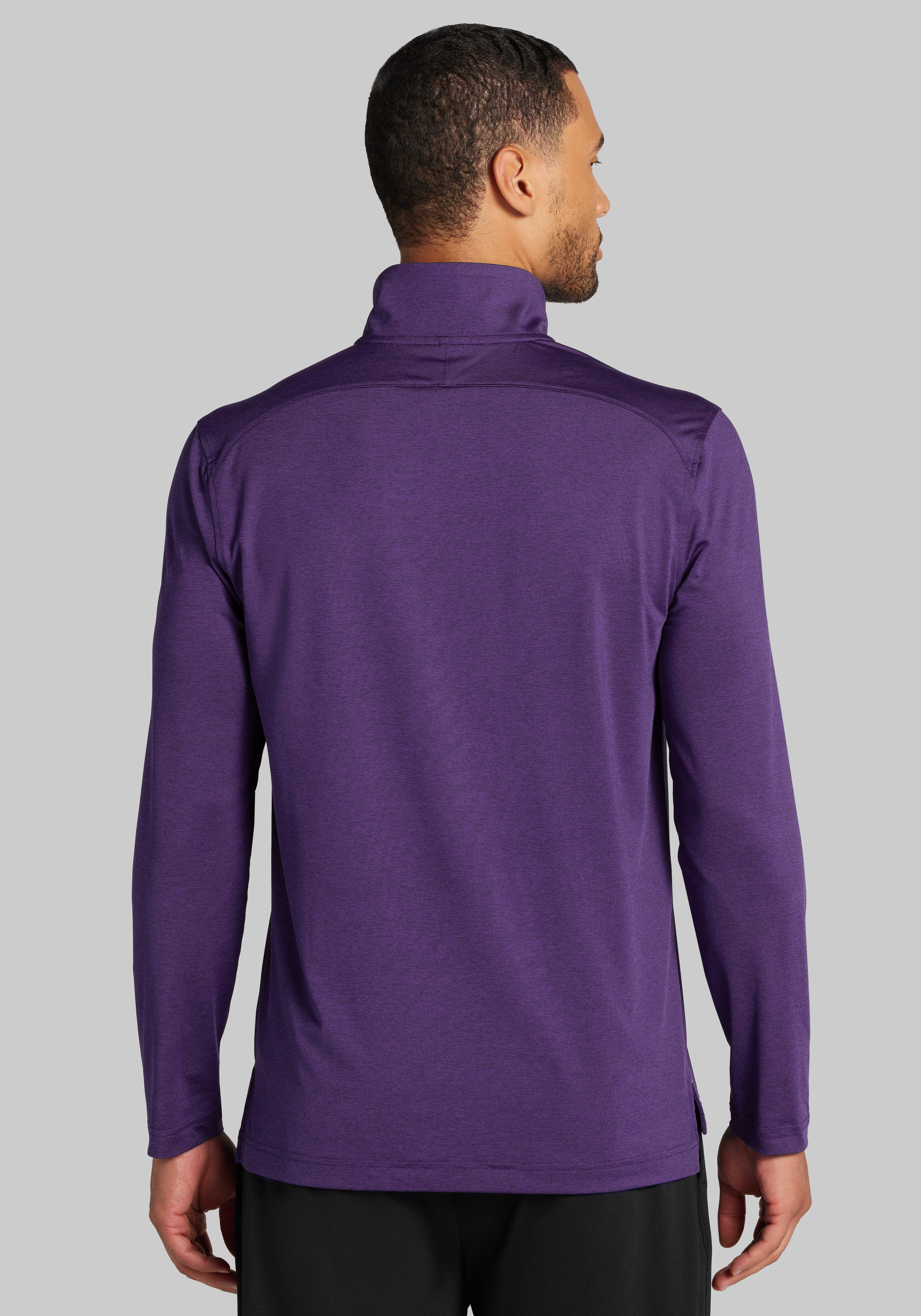 Traveler® Collection Tailored Fit Heathered Strip Quarter-Zip Pullover