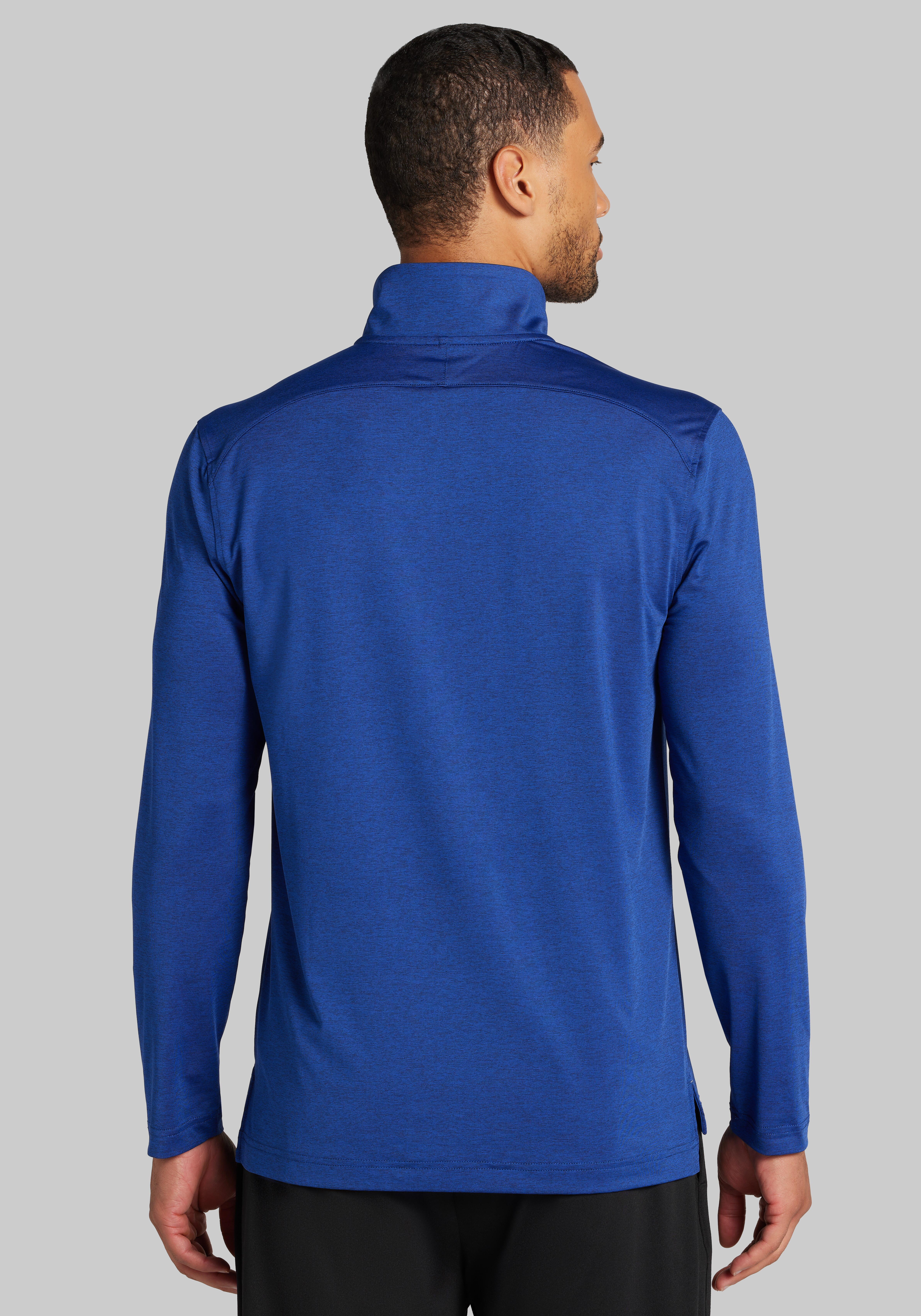 Traveler® Collection Tailored Fit Heathered Strip Quarter Zip Pullover