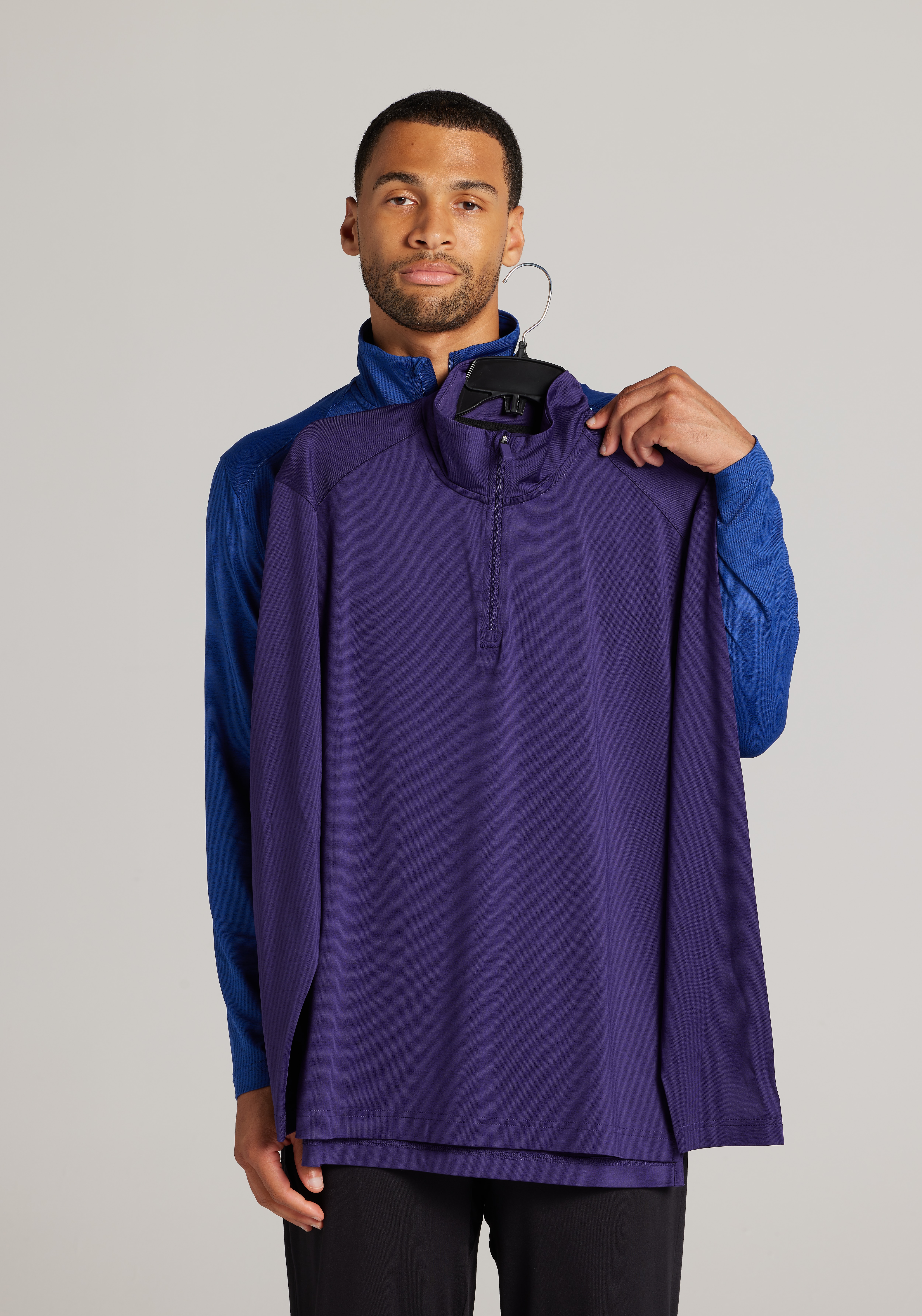 Traveler® Collection Tailored Fit Heathered Strip Quarter Zip Pullover