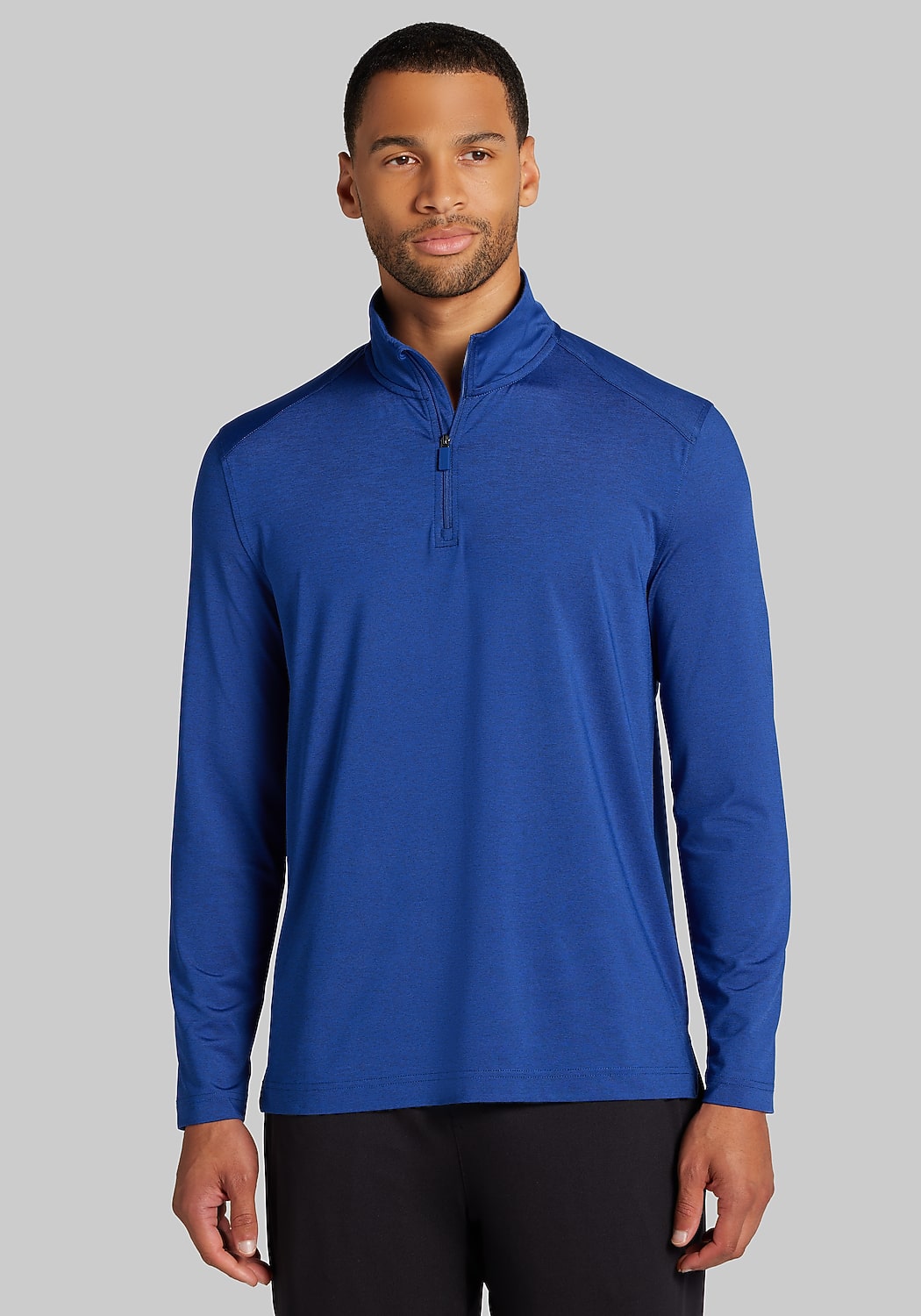 Traveler® Collection Tailored Fit Heathered Strip Quarter Zip Pullover