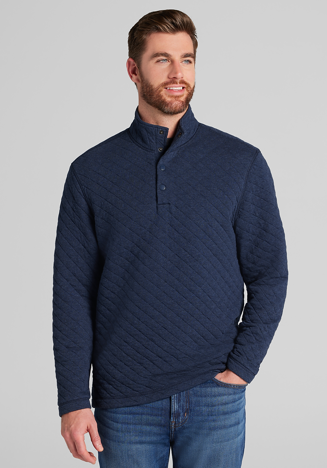 Jos. A. Bank Tailored Fit Quilted Mock Neck Pullover - Big & Tall