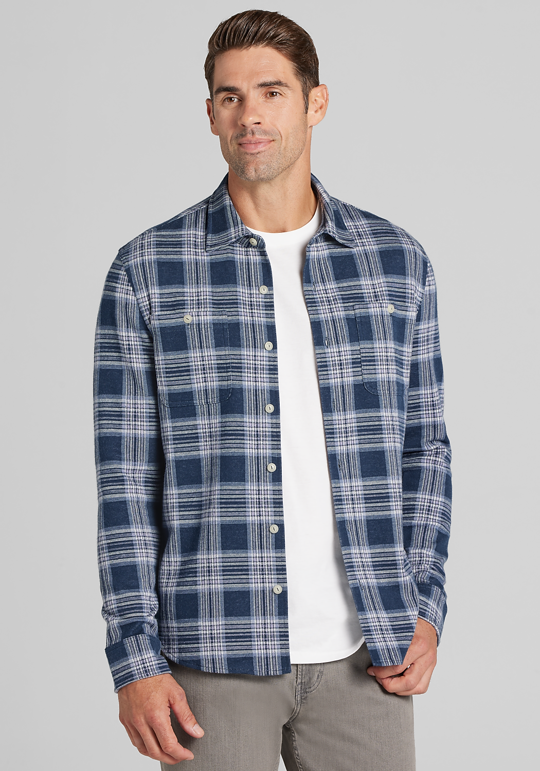 Jos. A. Bank Tailored Fit Plaid Overshirt
