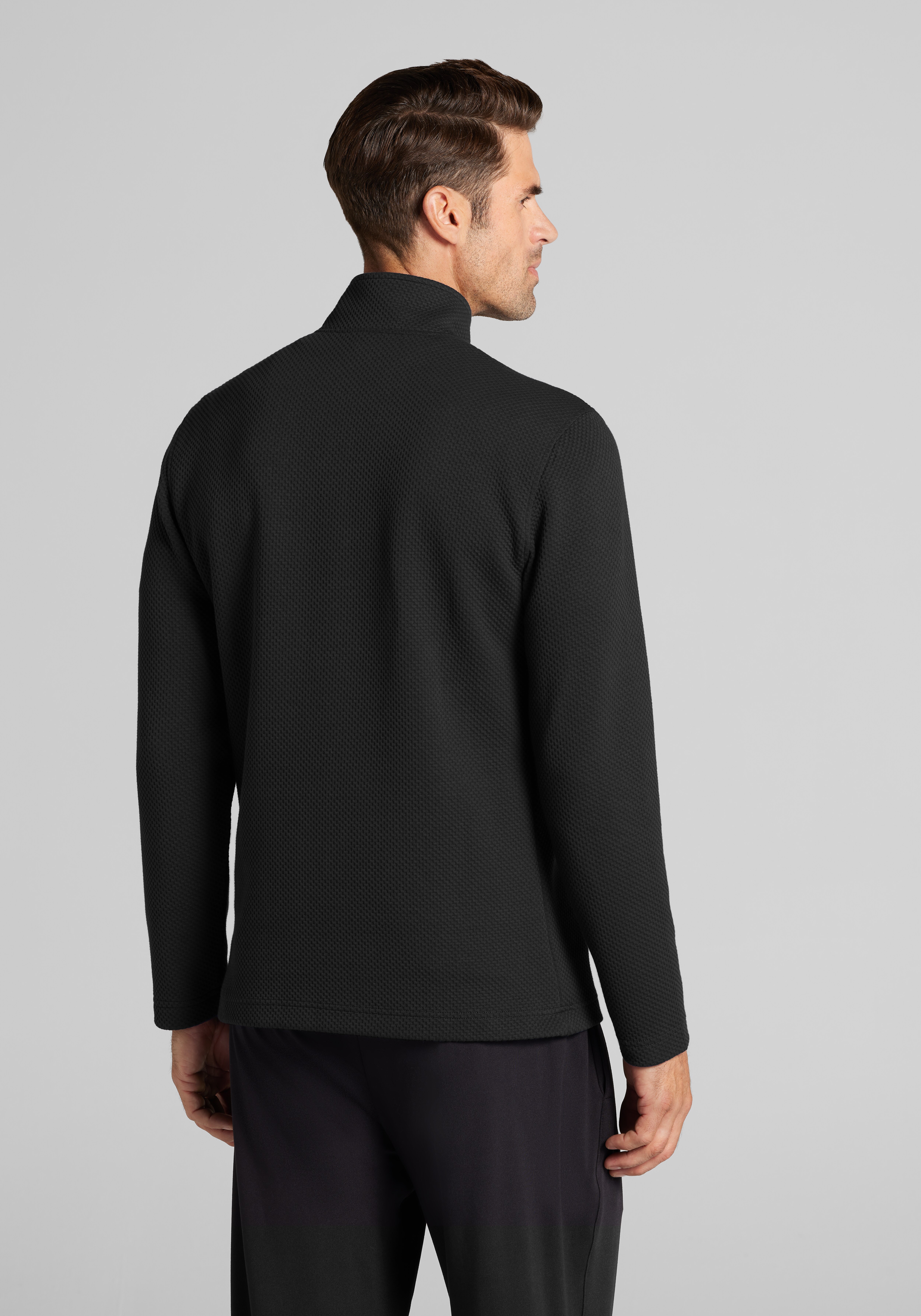 Traveler® Tailored Fit Snap Placket Mock Neck Knit Shirt