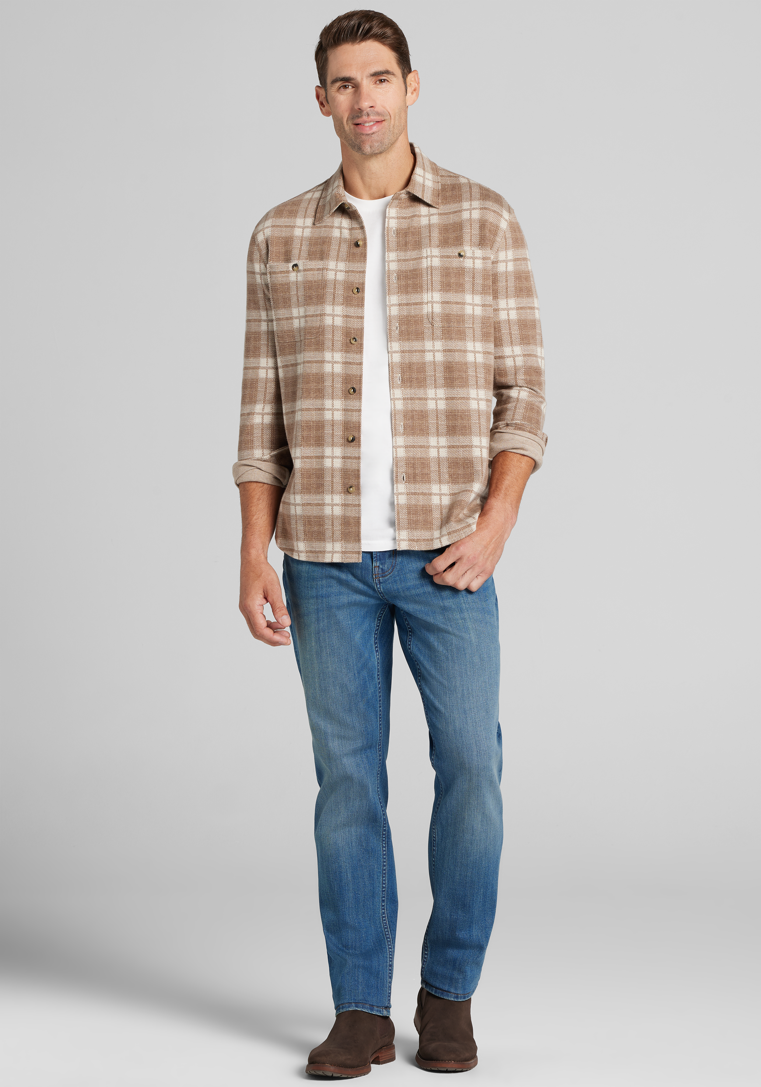Jos. A. Bank Tailored Fit Plaid Overshirt