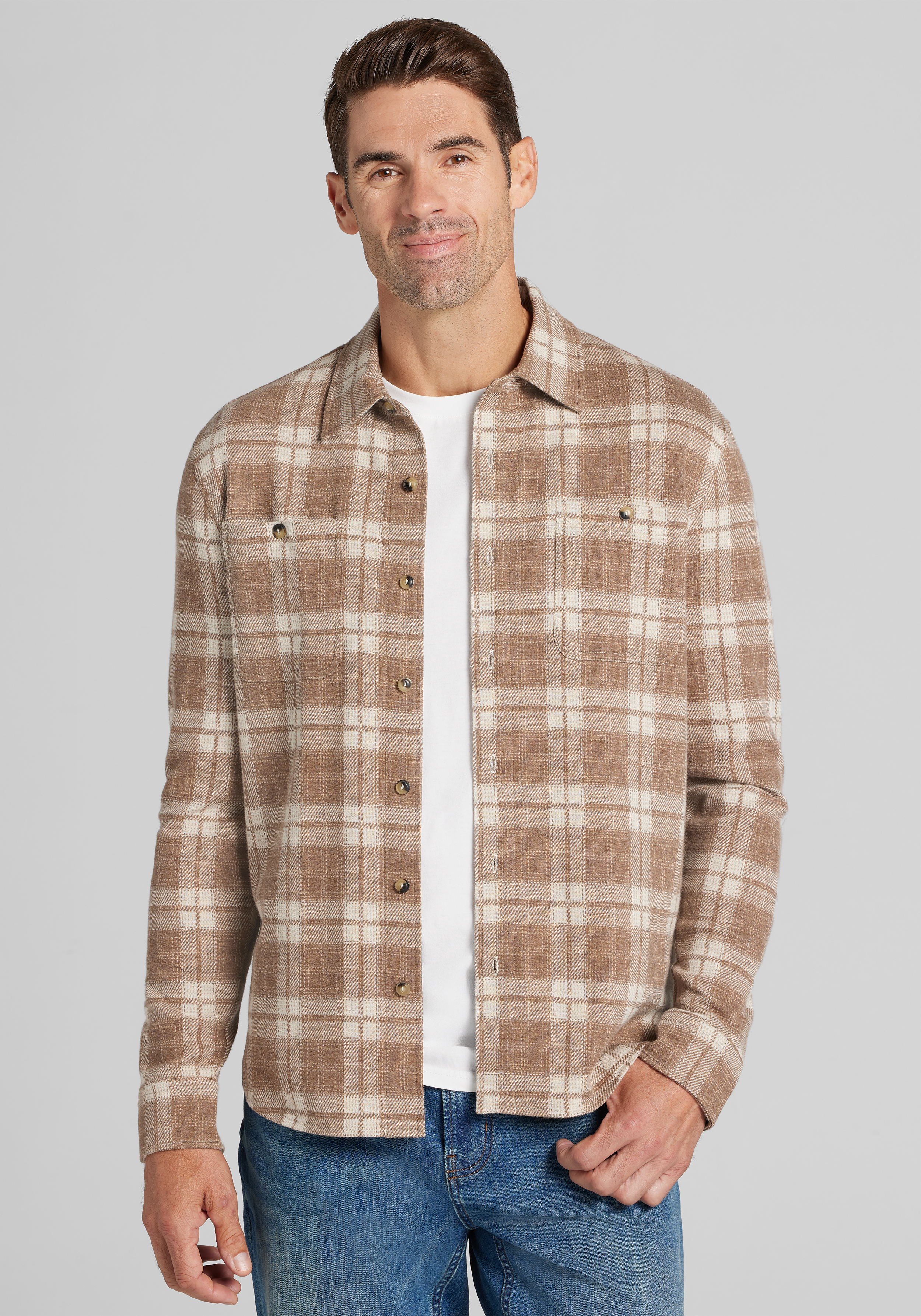 Men's FLYOUT_CATEGORY, Jos. A. Bank Tailored Fit Plaid Overshirt - Big & Tall - Jos A Bank