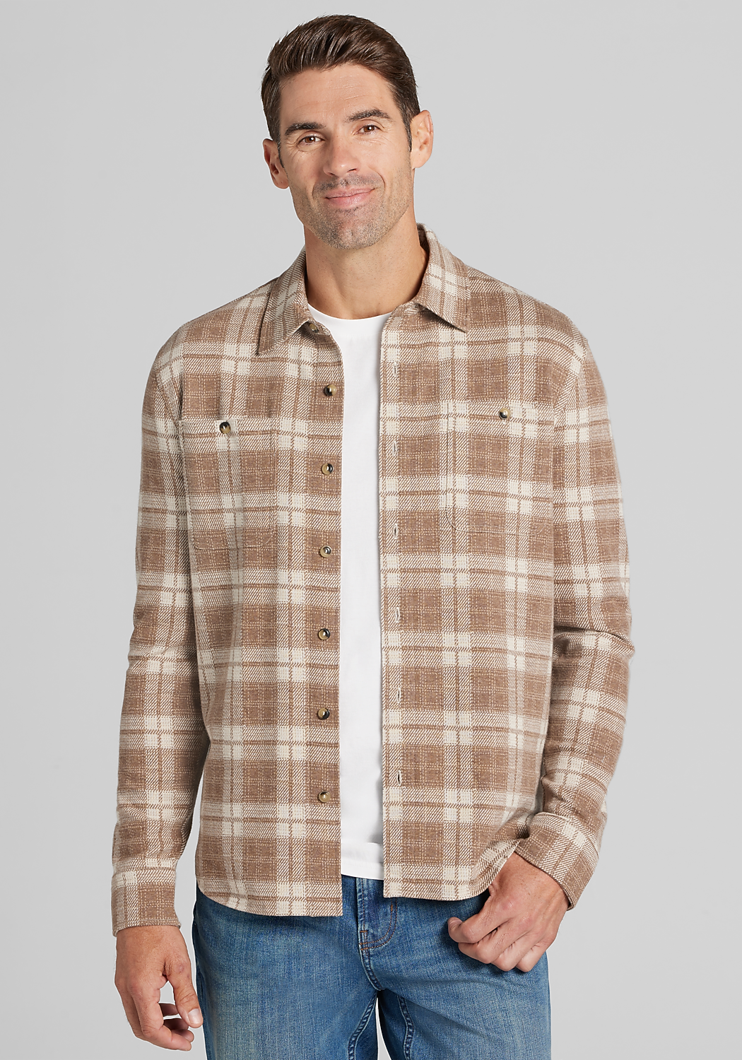 Jos. A. Bank Tailored Fit Plaid Overshirt - Big & Tall