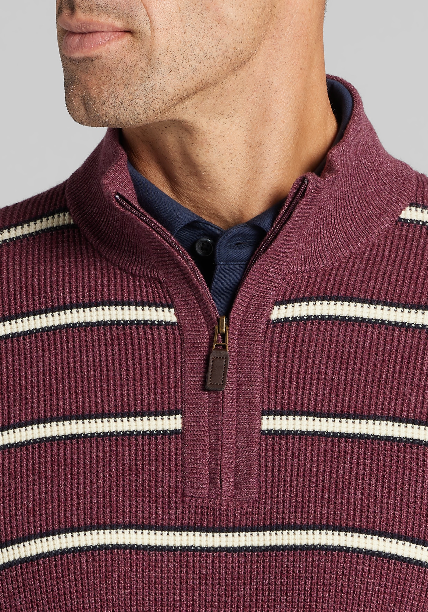 Jos. A. Bank Tailored Fit Stripe 1/4-Zip Sweater