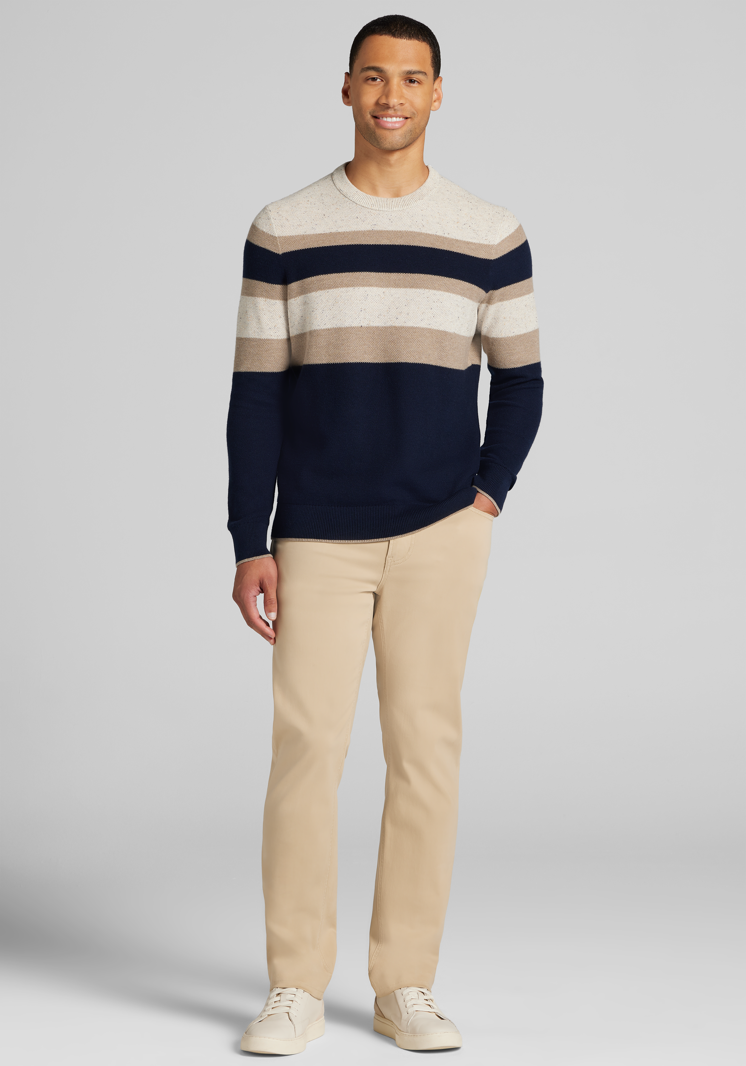 Jos. A. Bank Tailored Fit Crew Neck Stripe Sweater