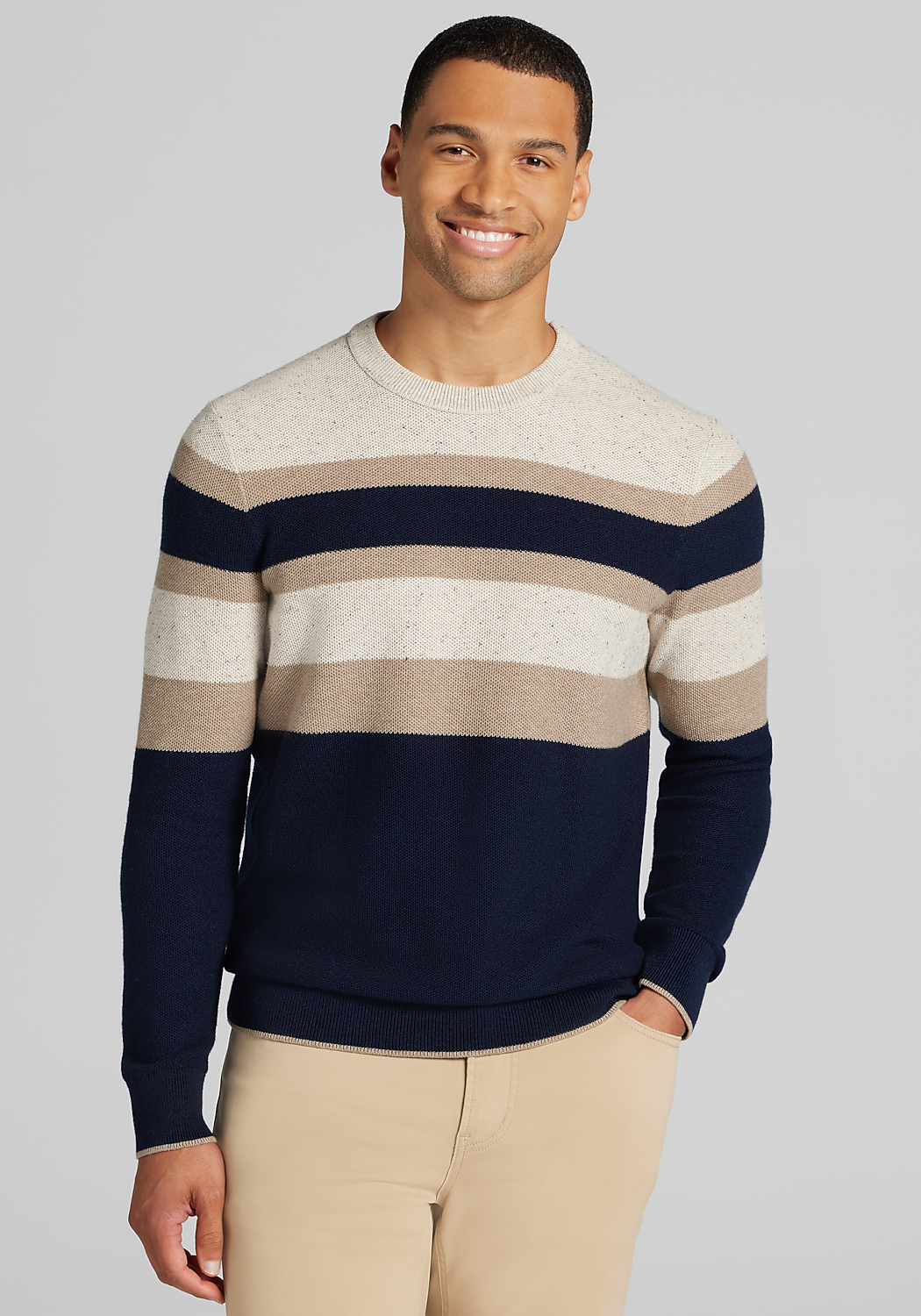 Jos. A. Bank Tailored Fit Crew Neck Stripe Sweater