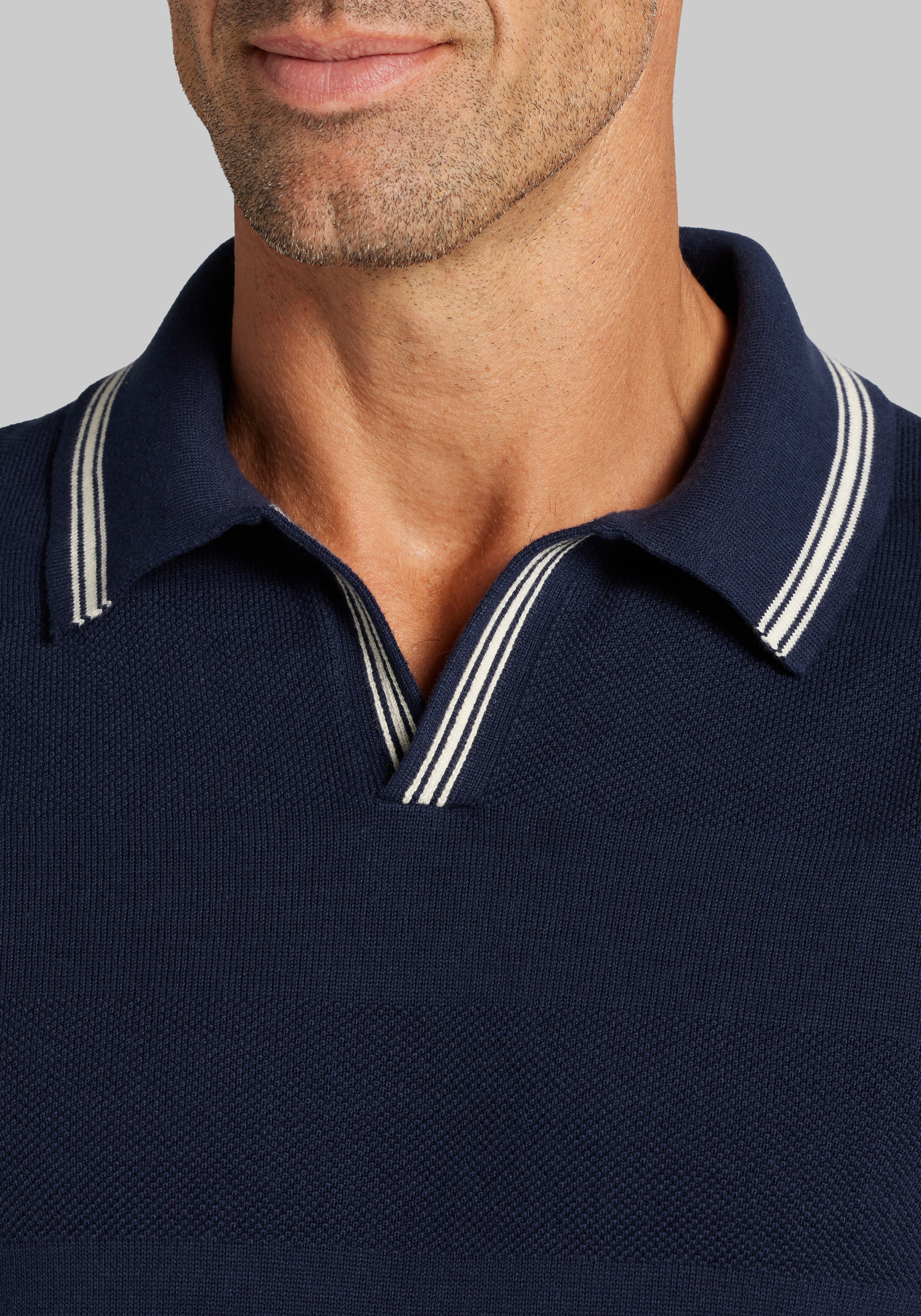 Jos. A. Bank Tailored Fit Johnny Collar Short Sleeve Polo Sweater