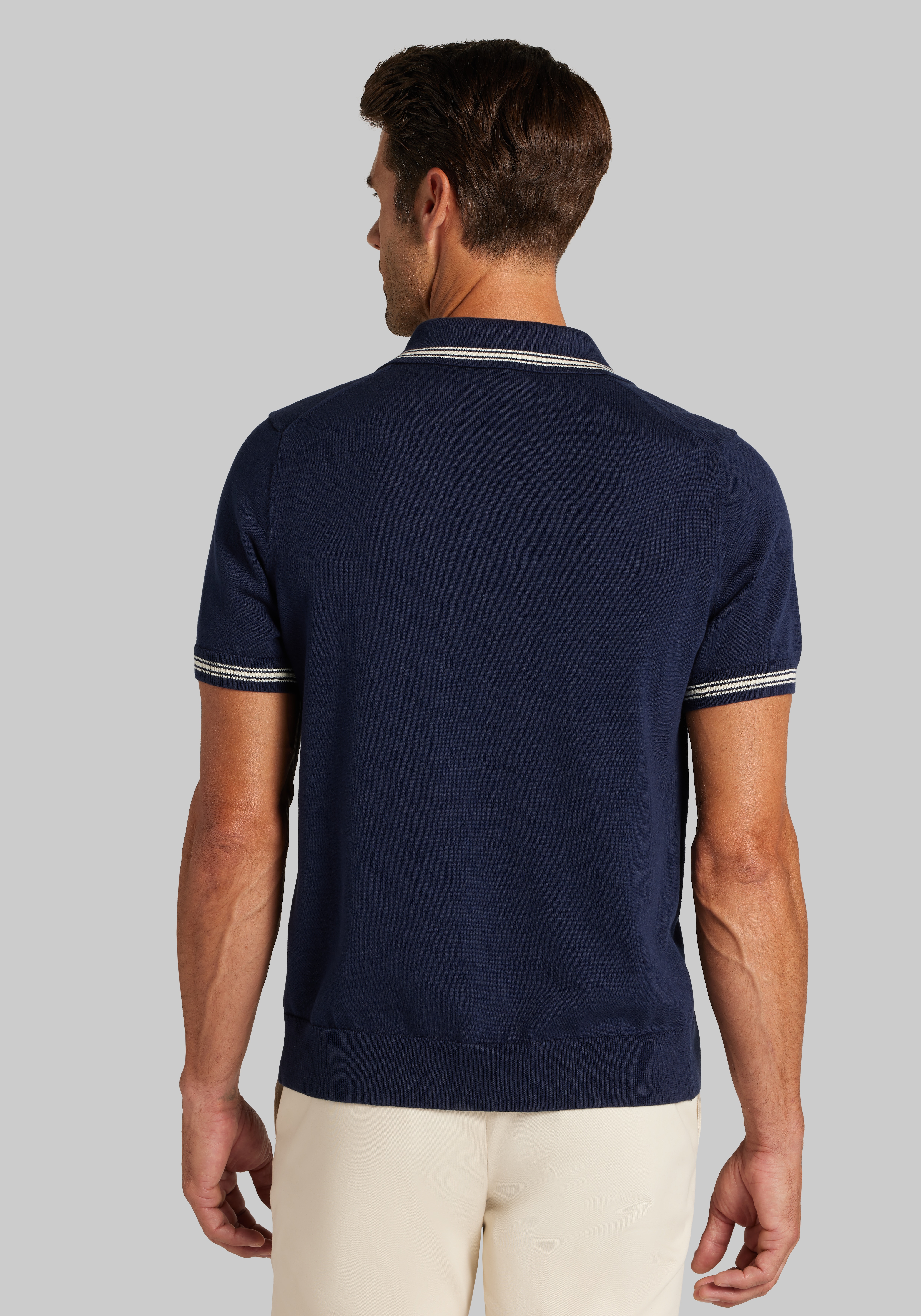 Jos. A. Bank Tailored Fit Johnny Collar Short Sleeve Polo Sweater