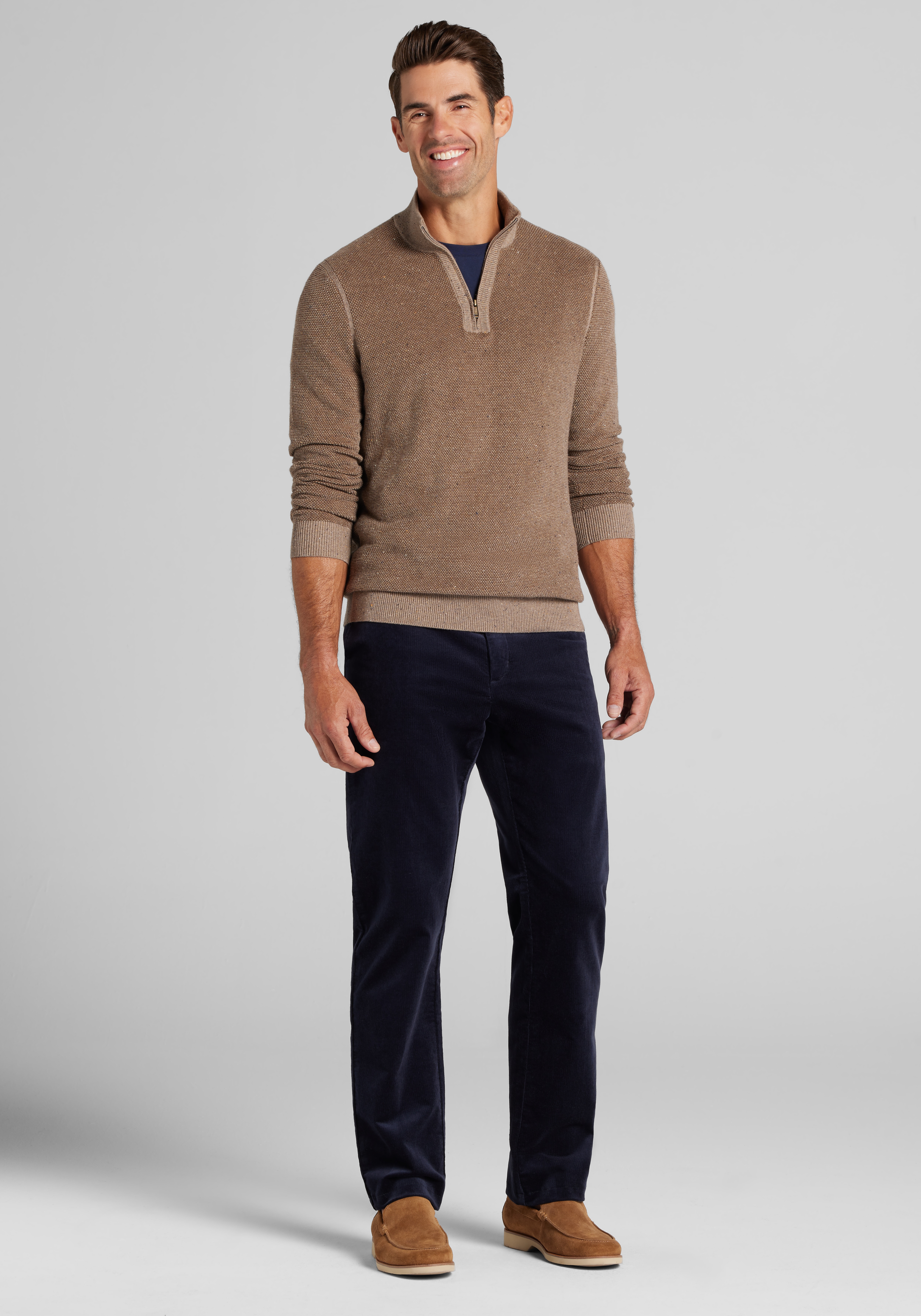 Jos. A. Bank Tailored Fit Textured Stitch 1/4 Zip Sweater