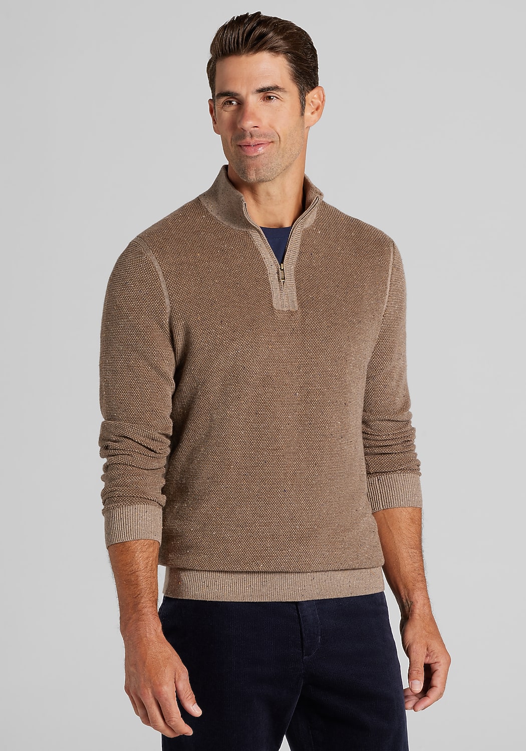 Jos. A. Bank Tailored Fit Textured Stitch 1/4 Zip Sweater