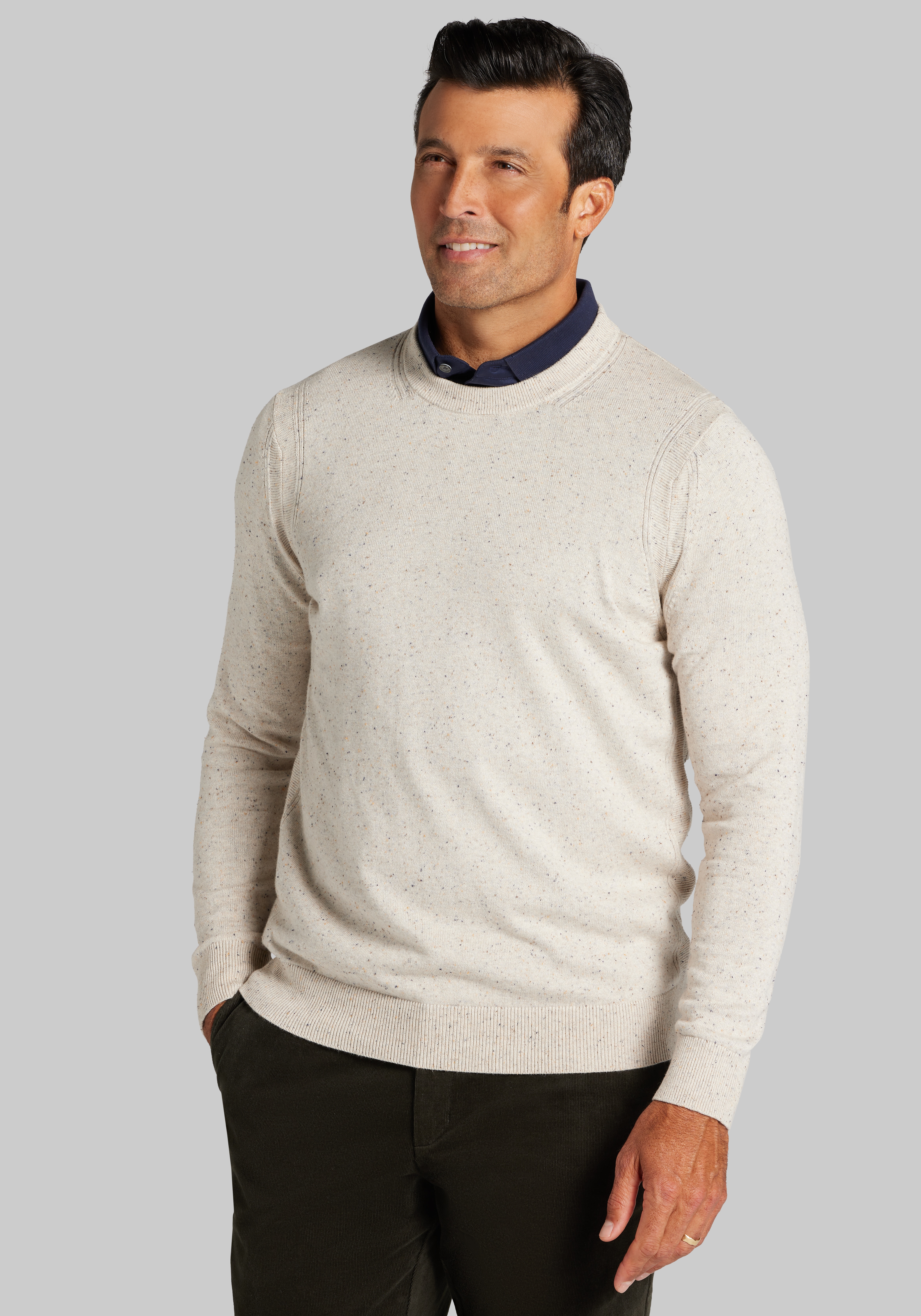 Men's Sweaters, Jos. A. Bank Tailored Fit Donegal Crew Neck Sweater - Jos A Bank