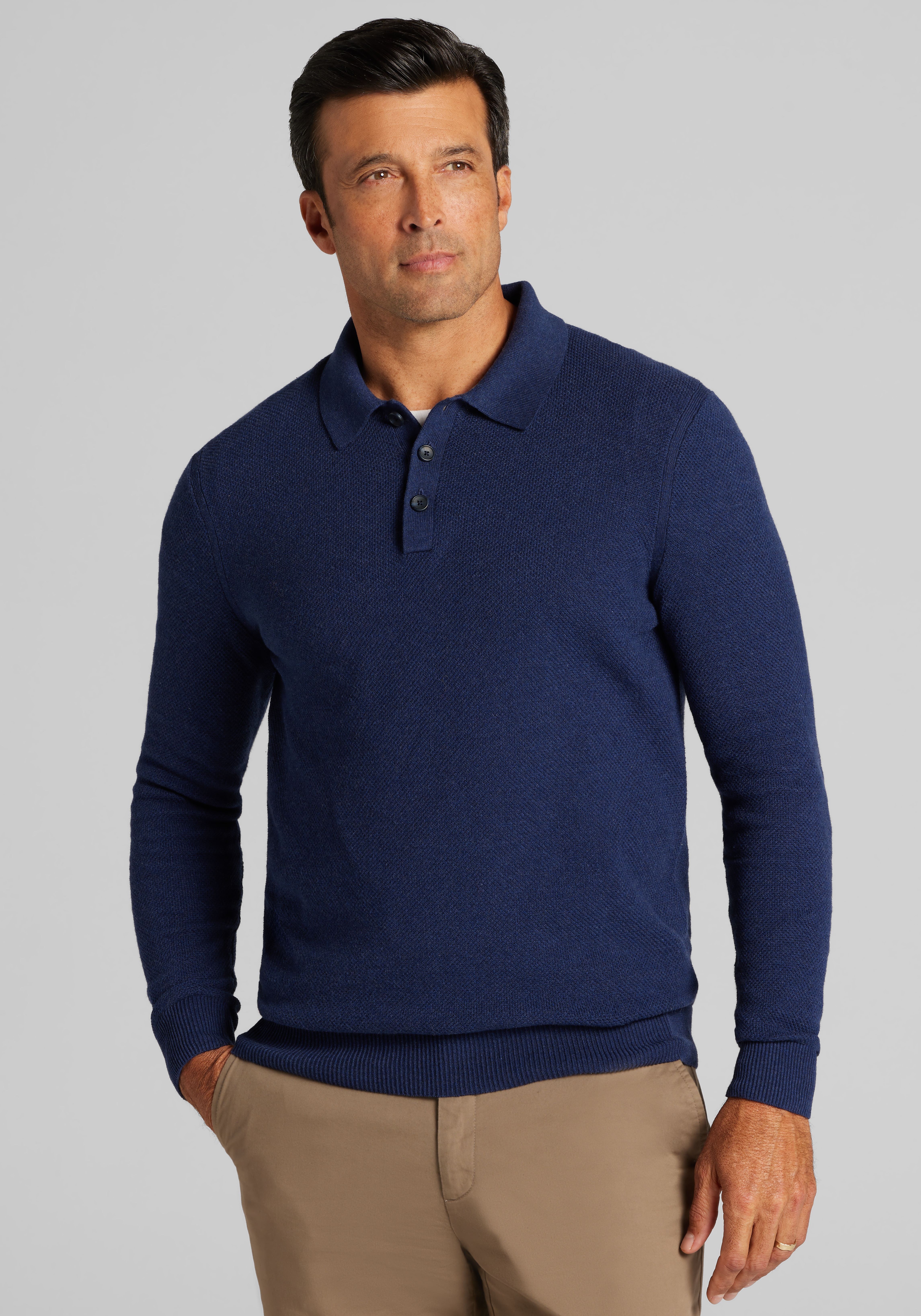 Men's Sweaters, Jos. A. Bank Tailored Fit Textured Polo Sweater - Jos A Bank