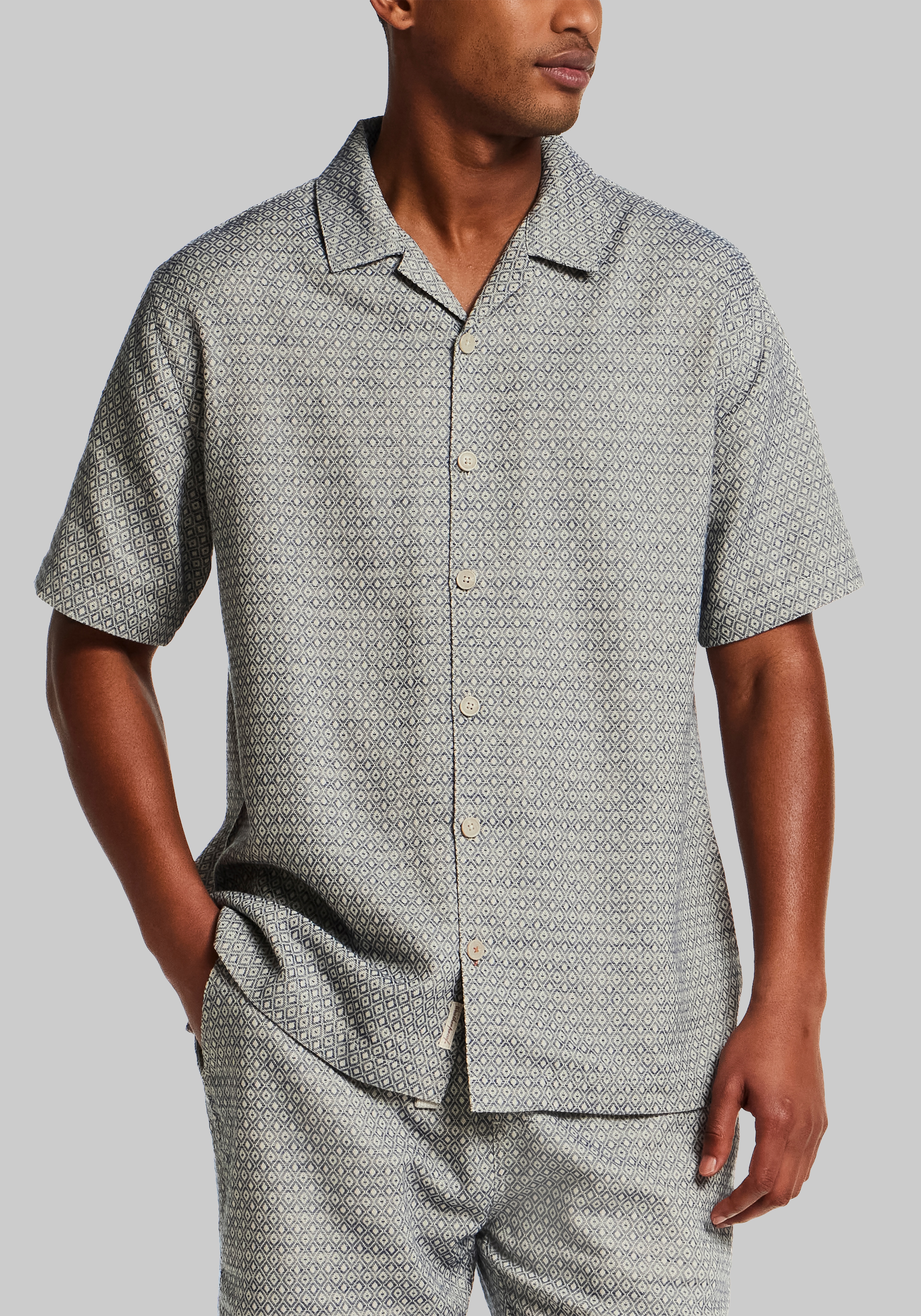 Men's New!, Weatherproof Vintage Traditional Fit Jacquard Coatfront Knit Sportshirt - Jos A Bank