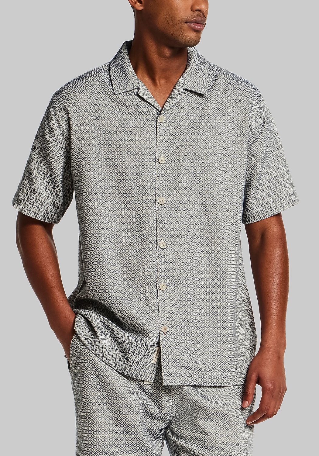 Weatherproof Vintage Traditional Fit Jacquard Coatfront Knit Sportshirt