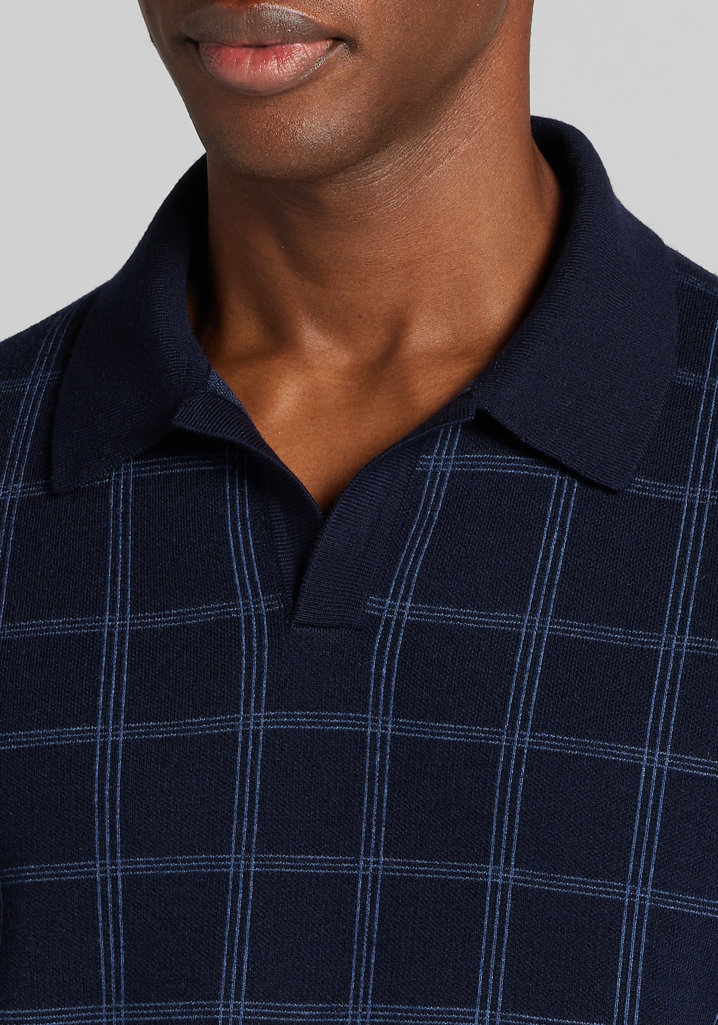 Jos. A. Bank Tailored Fit Grid Birdseye Short Sleeve Polo Sweater