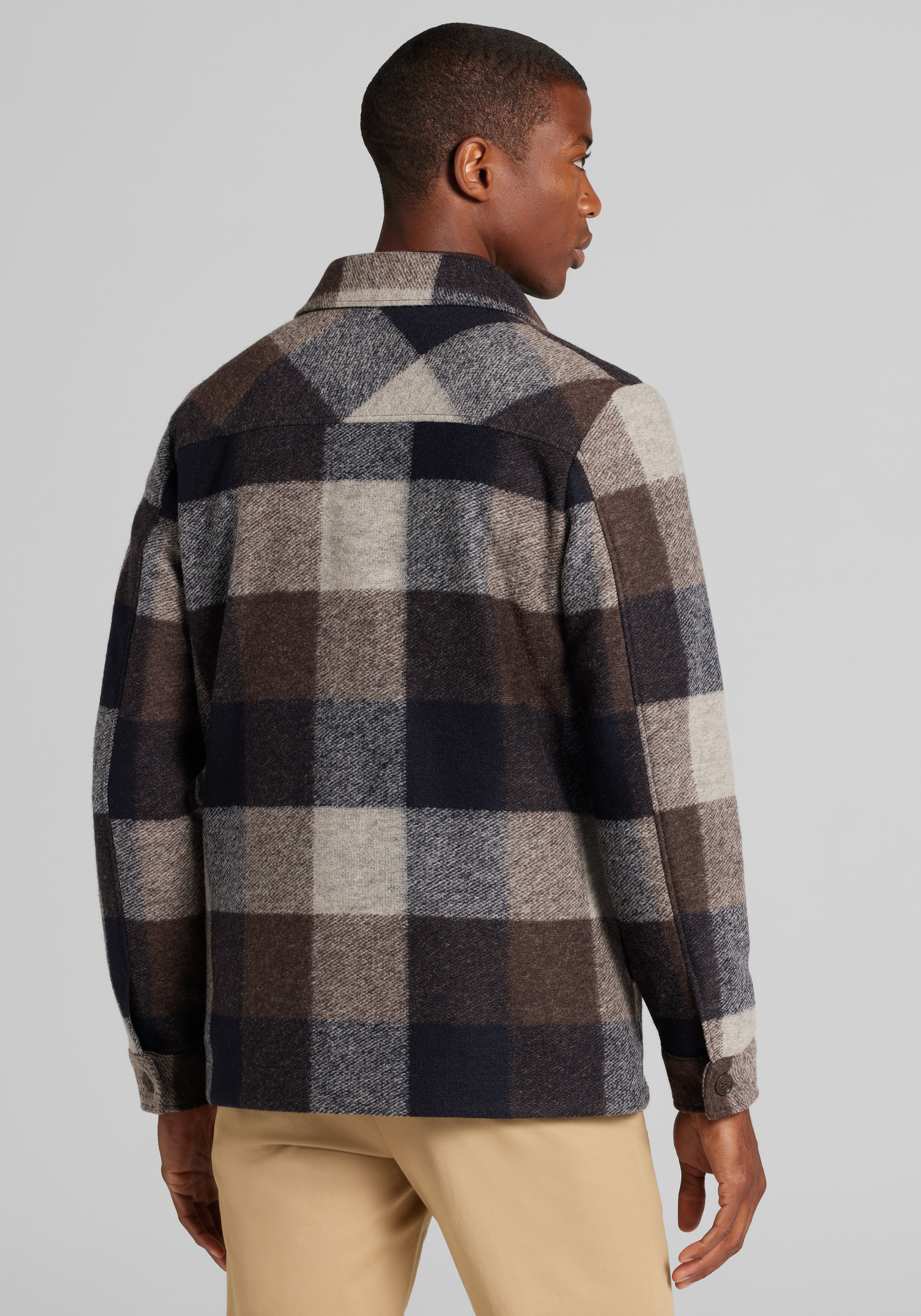 Jos. A. Bank Tailored Fit Buffalo Plaid Shirt Jacket