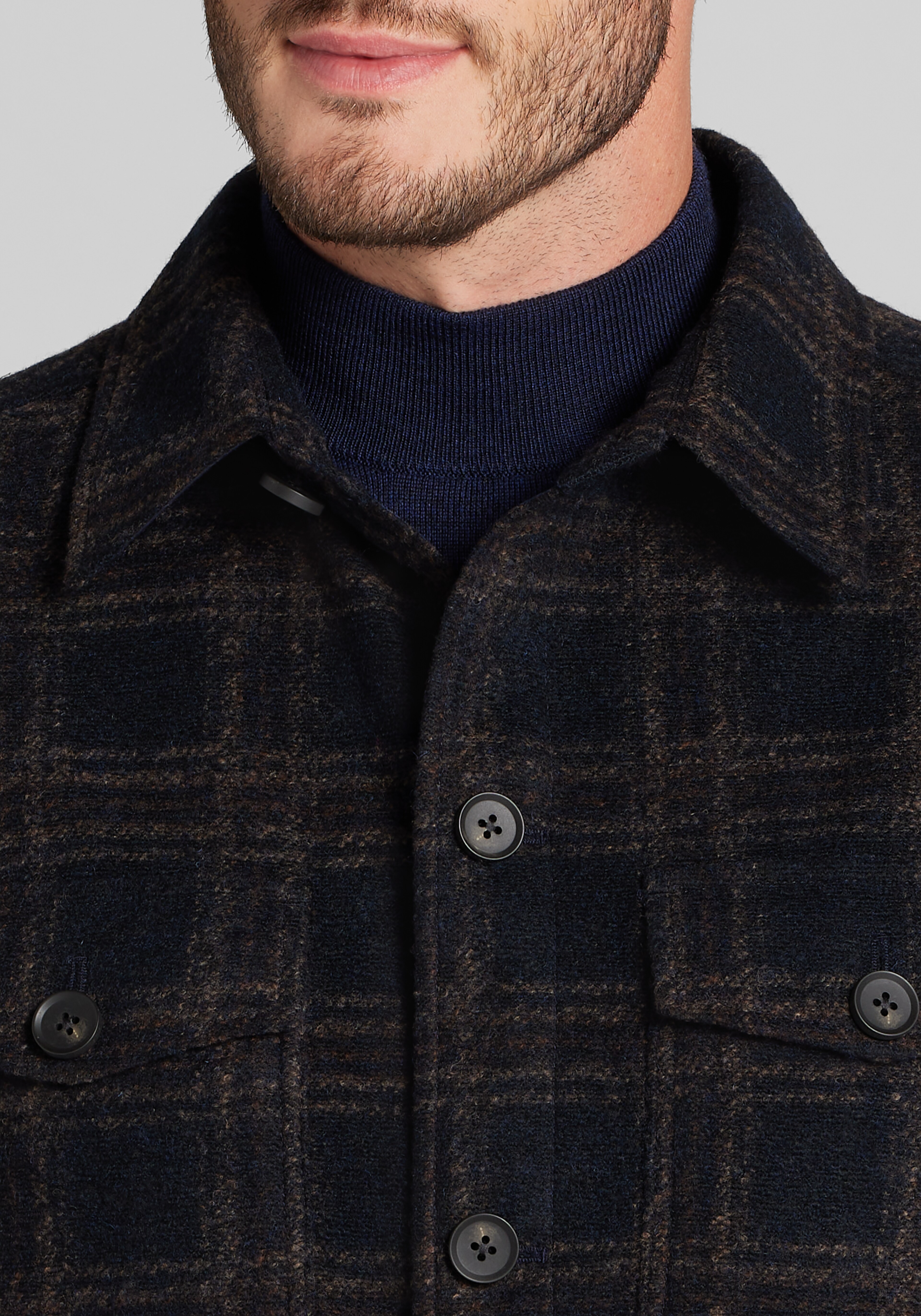 Jos. A. Bank Tailored Fit Plaid Shirt Jacket